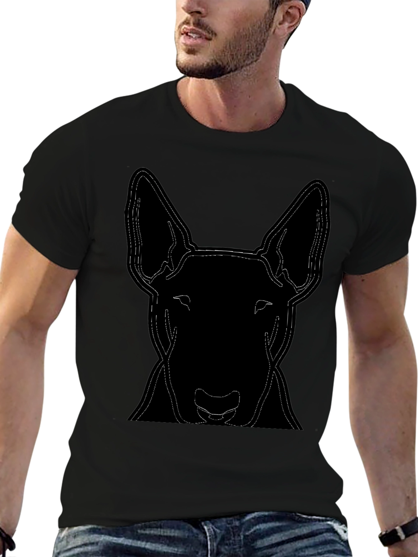 Bull Terrier Outline T-Shirt - Casual Black Tee