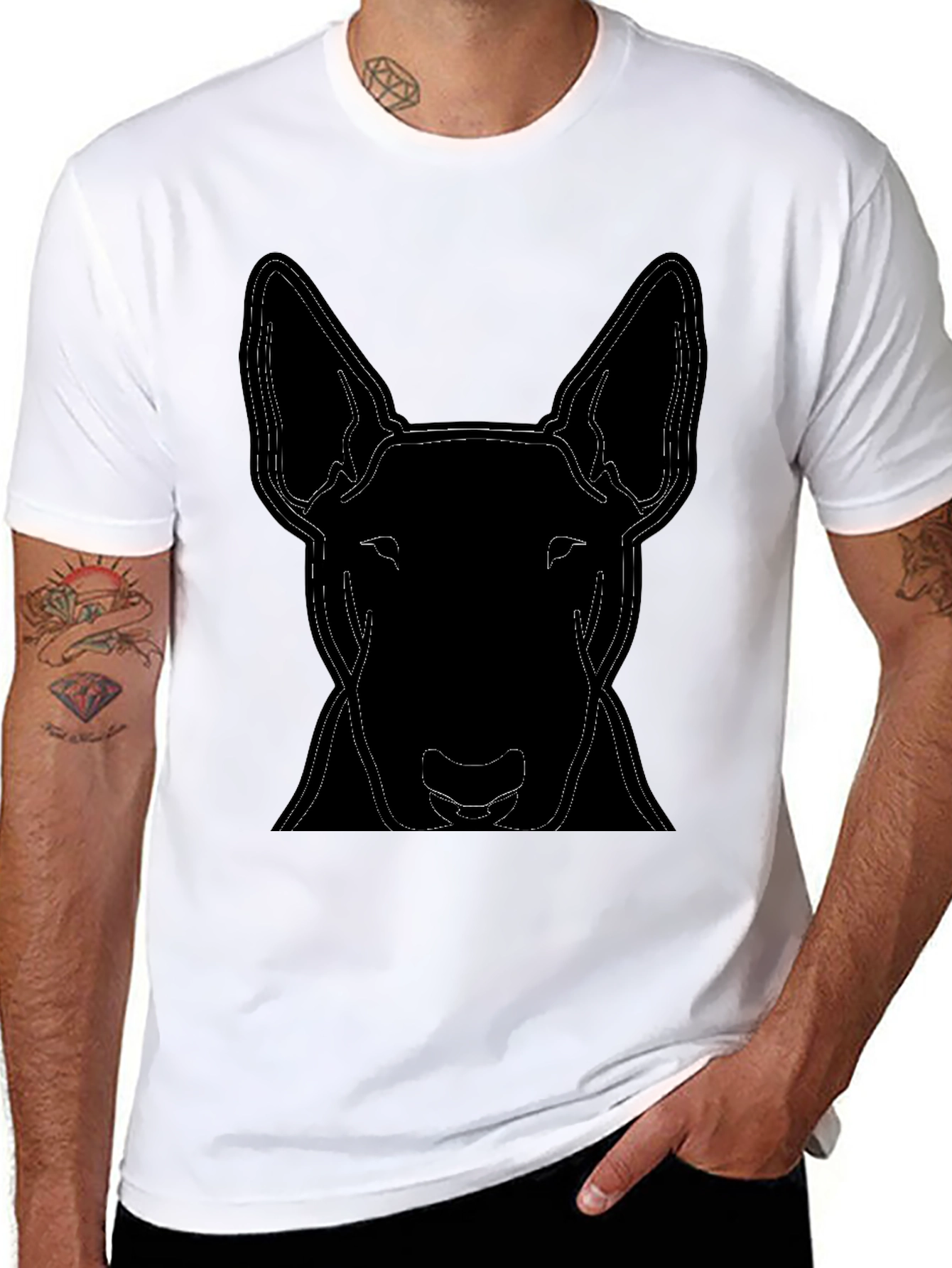 Bull Terrier Outline T-Shirt - Casual Black Tee