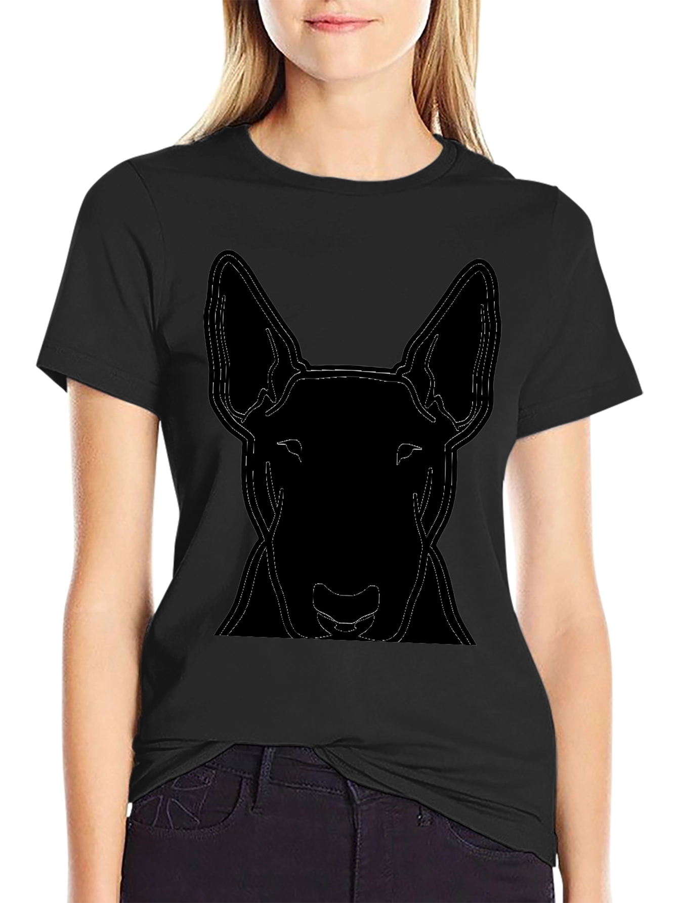 Bull Terrier Outline T-Shirt - Casual Black Tee