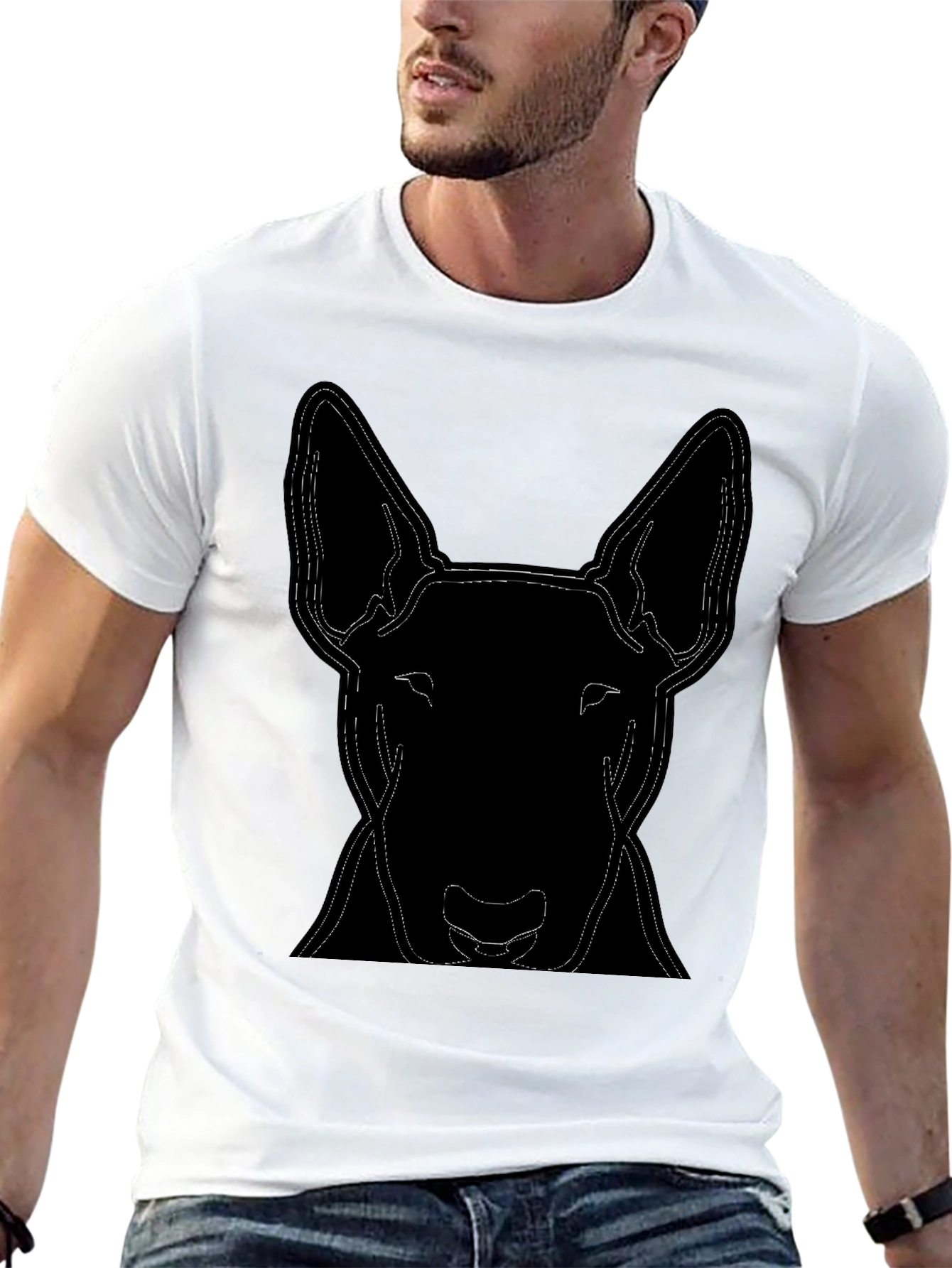 Bull Terrier Outline T-Shirt - Casual Black Tee