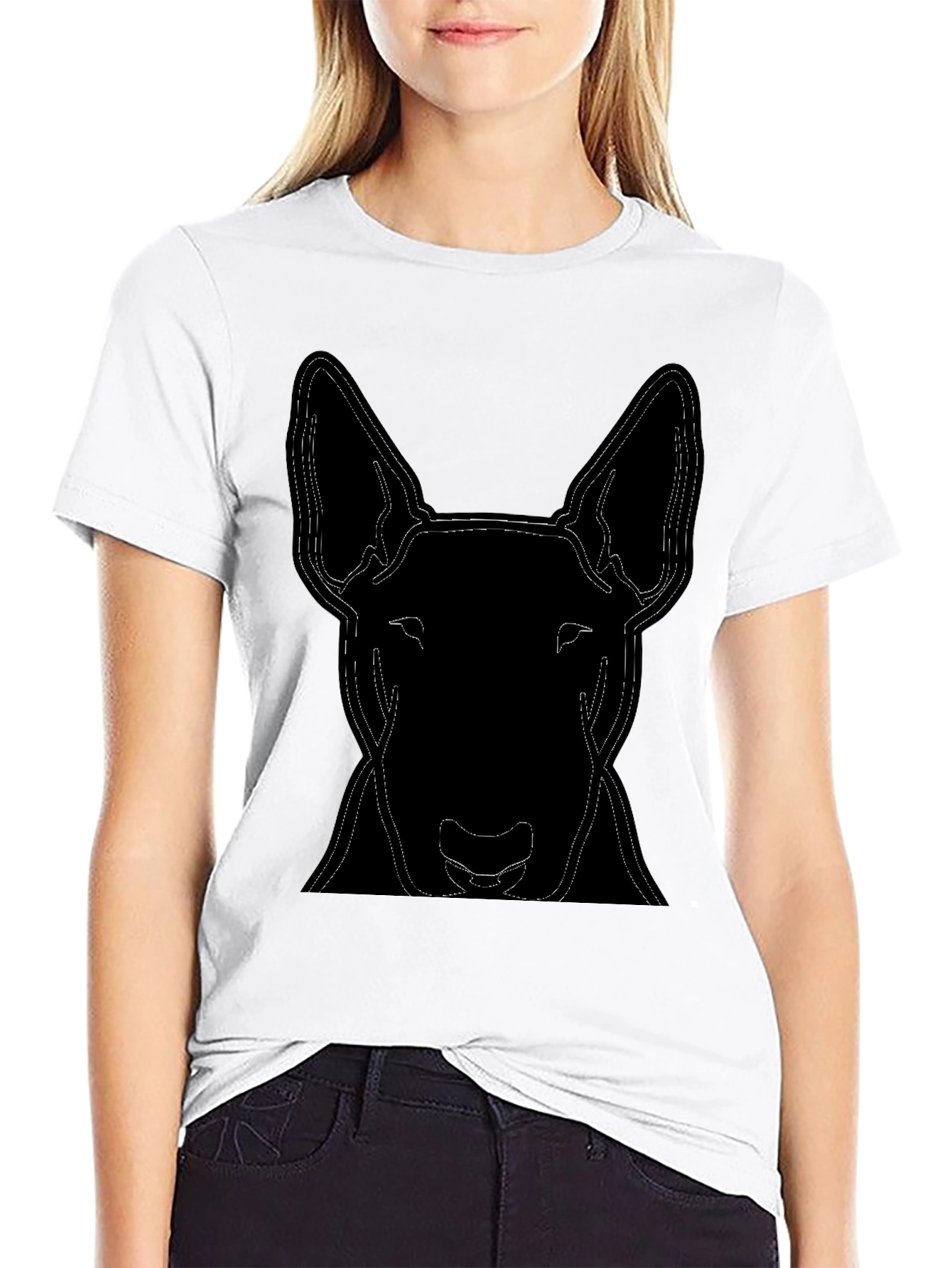 Bull Terrier Outline T-Shirt - Casual Black Tee