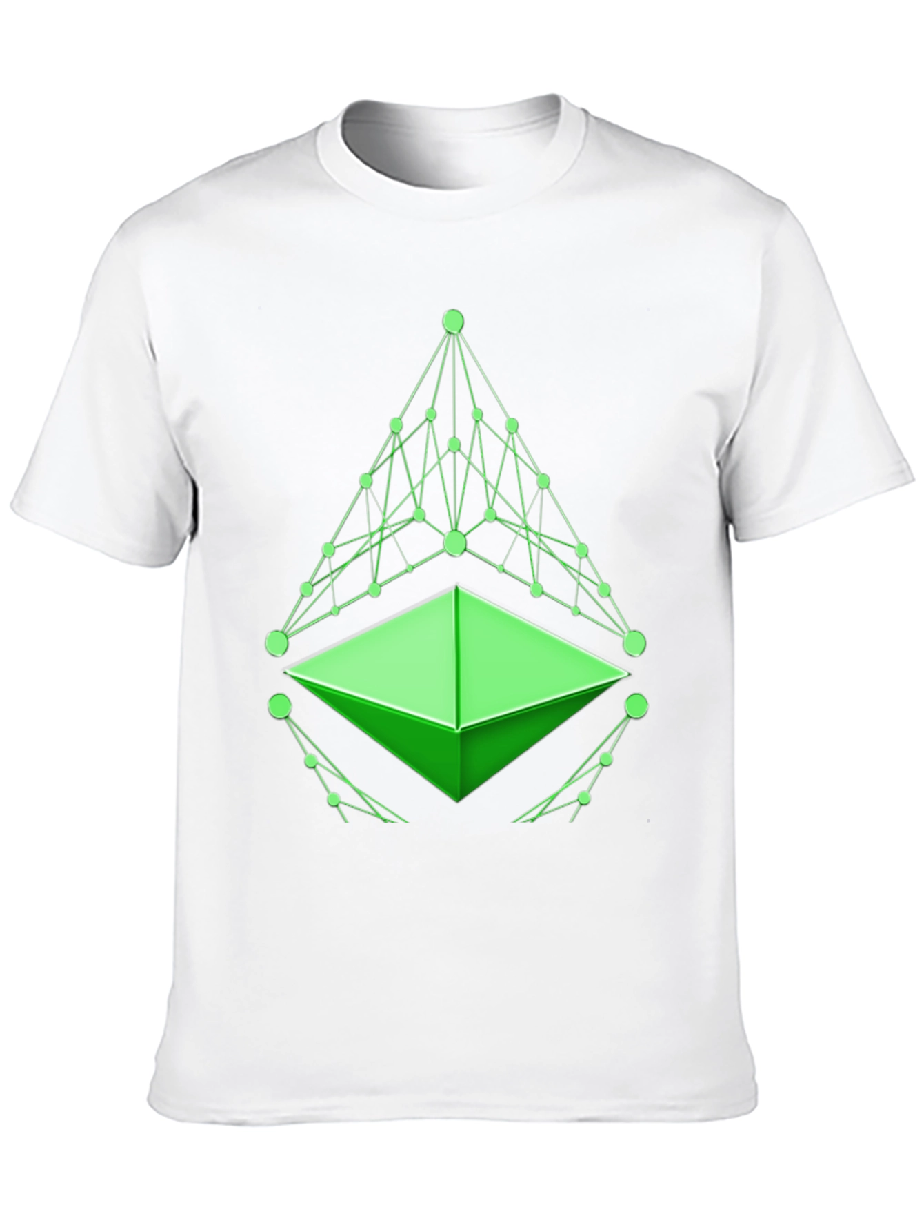 Geometric Green Design Black T-Shirt