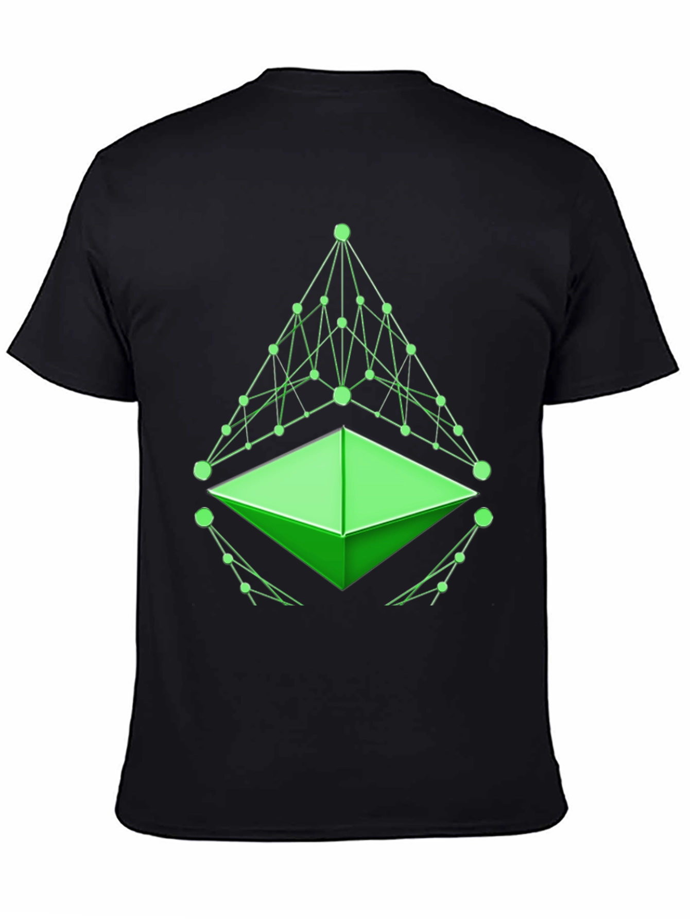 Geometric Green Design Black T-Shirt