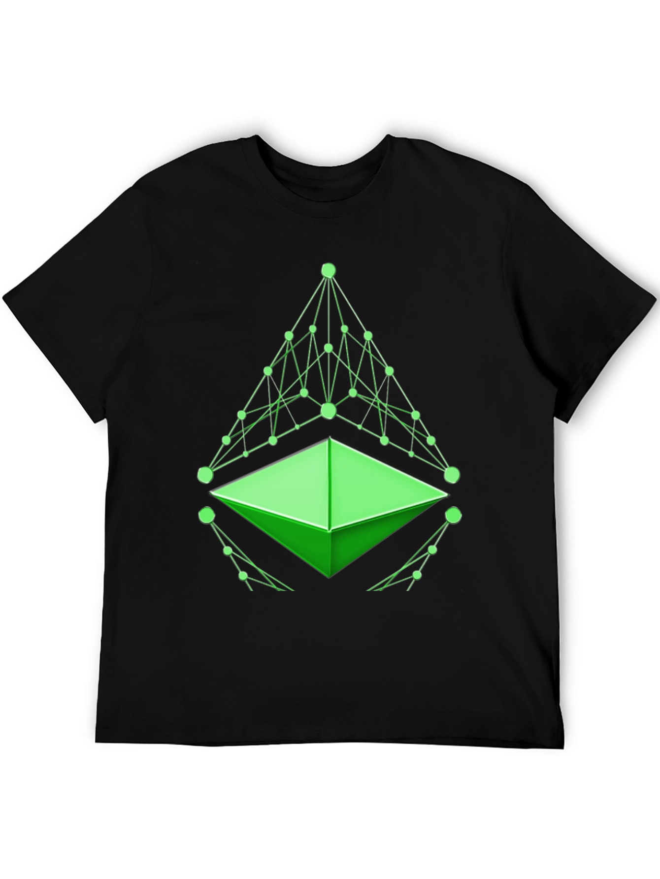 Geometric Green Design Black T-Shirt