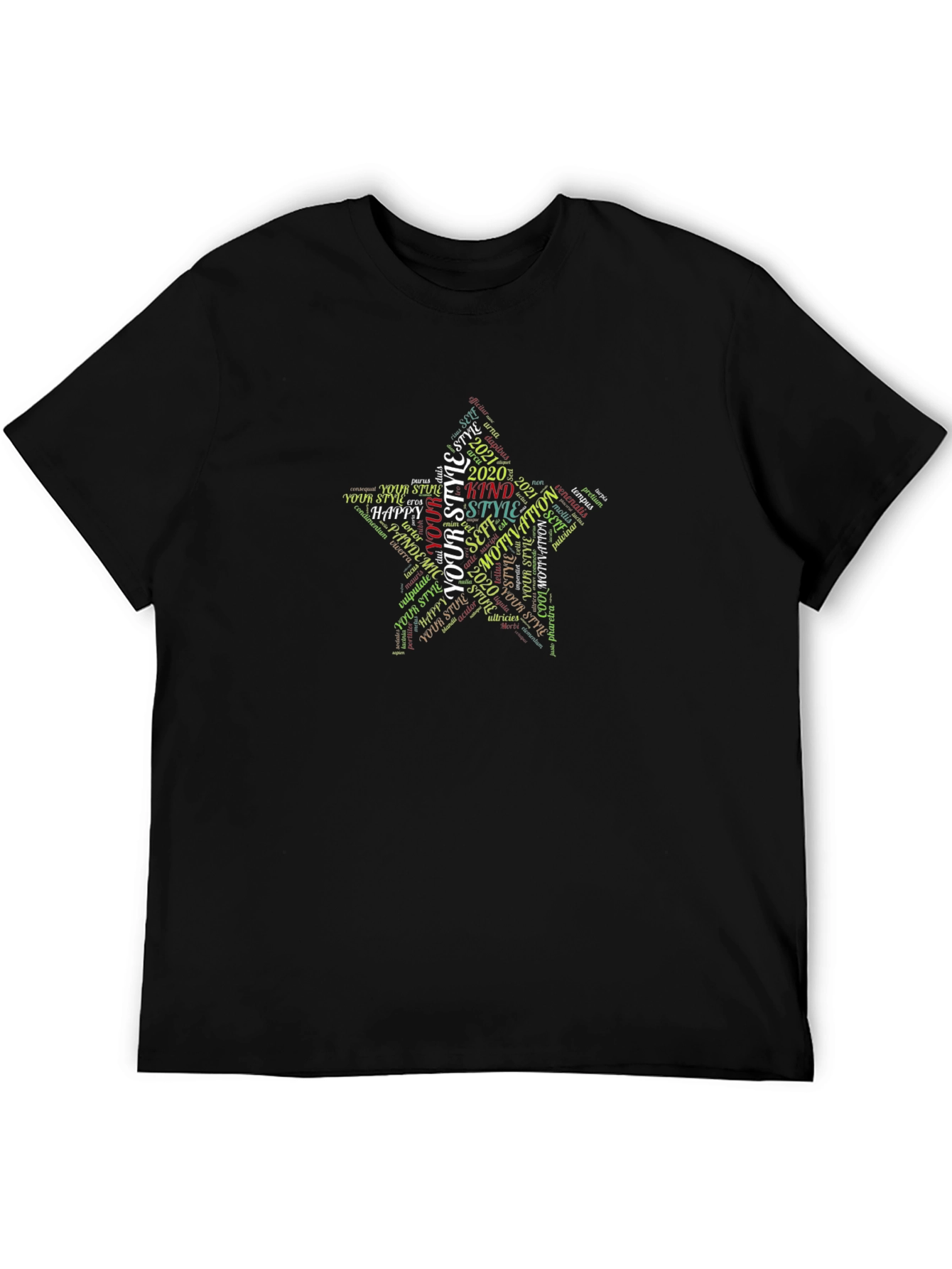 Trendy Star Word Art Black T-Shirt