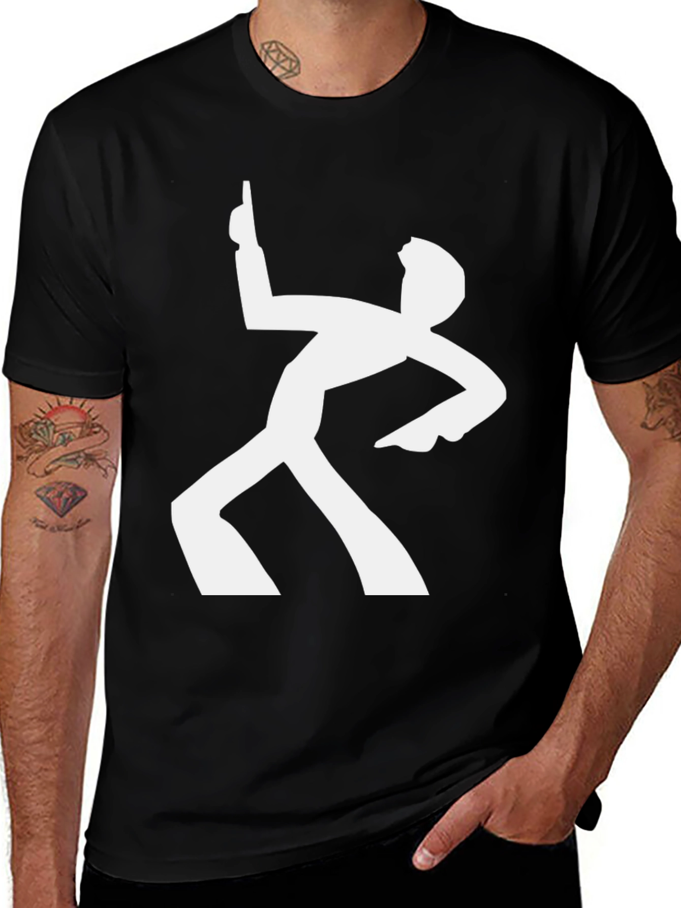 Retro Dance Silhouette Graphic Tee - Black