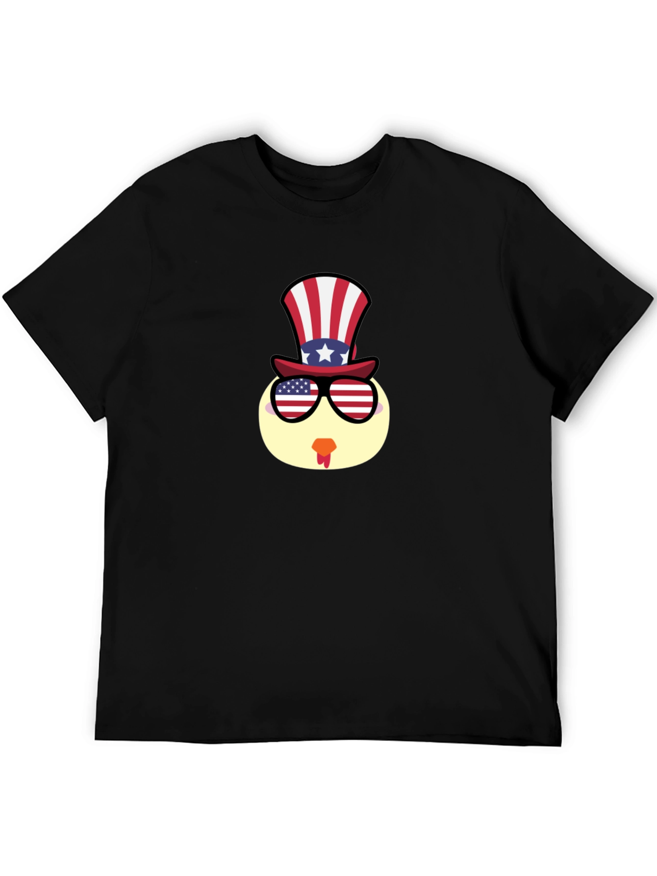 Patriotic Turkey Tee - USA Flag Hat & Glasses