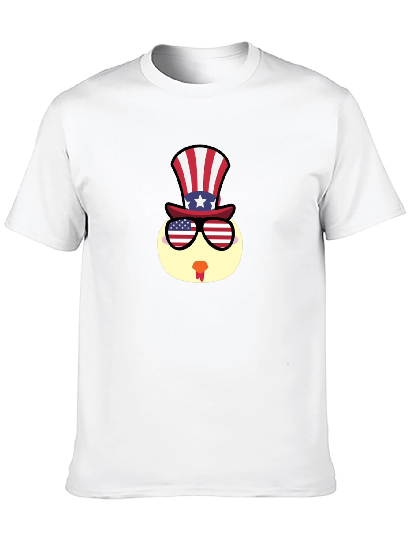 Patriotic Turkey Tee - USA Flag Hat & Glasses