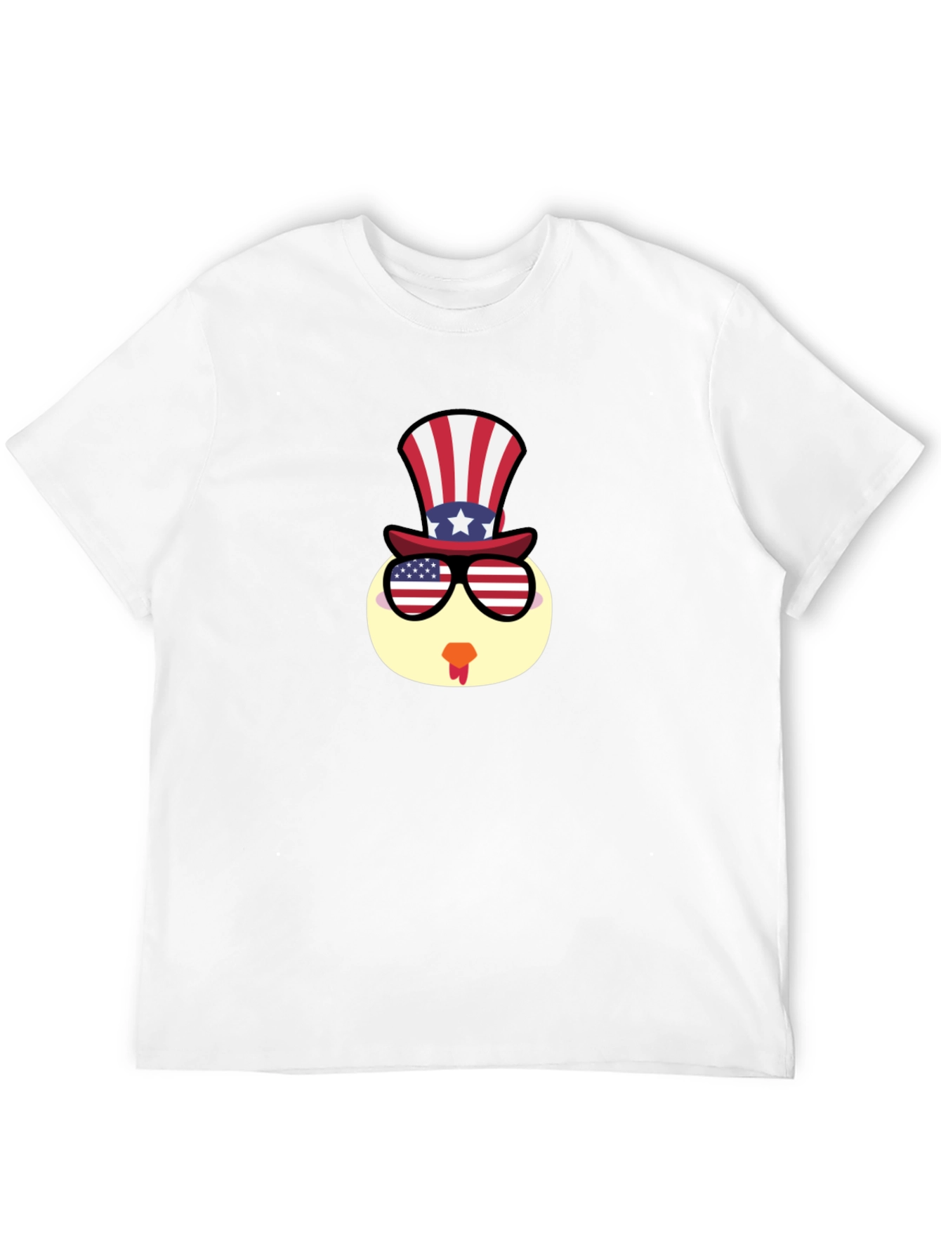 Patriotic Turkey Tee - USA Flag Hat & Glasses