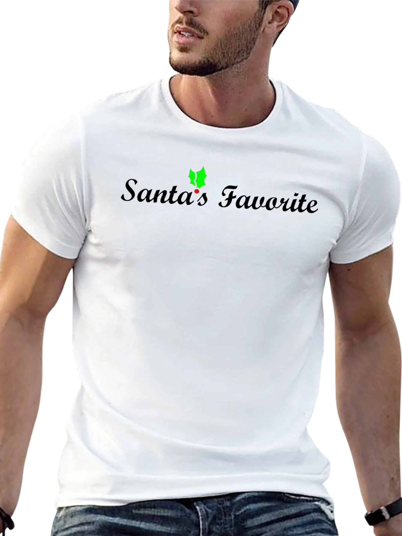 Santas Favorite Black T-Shirt - Holiday Cheer
