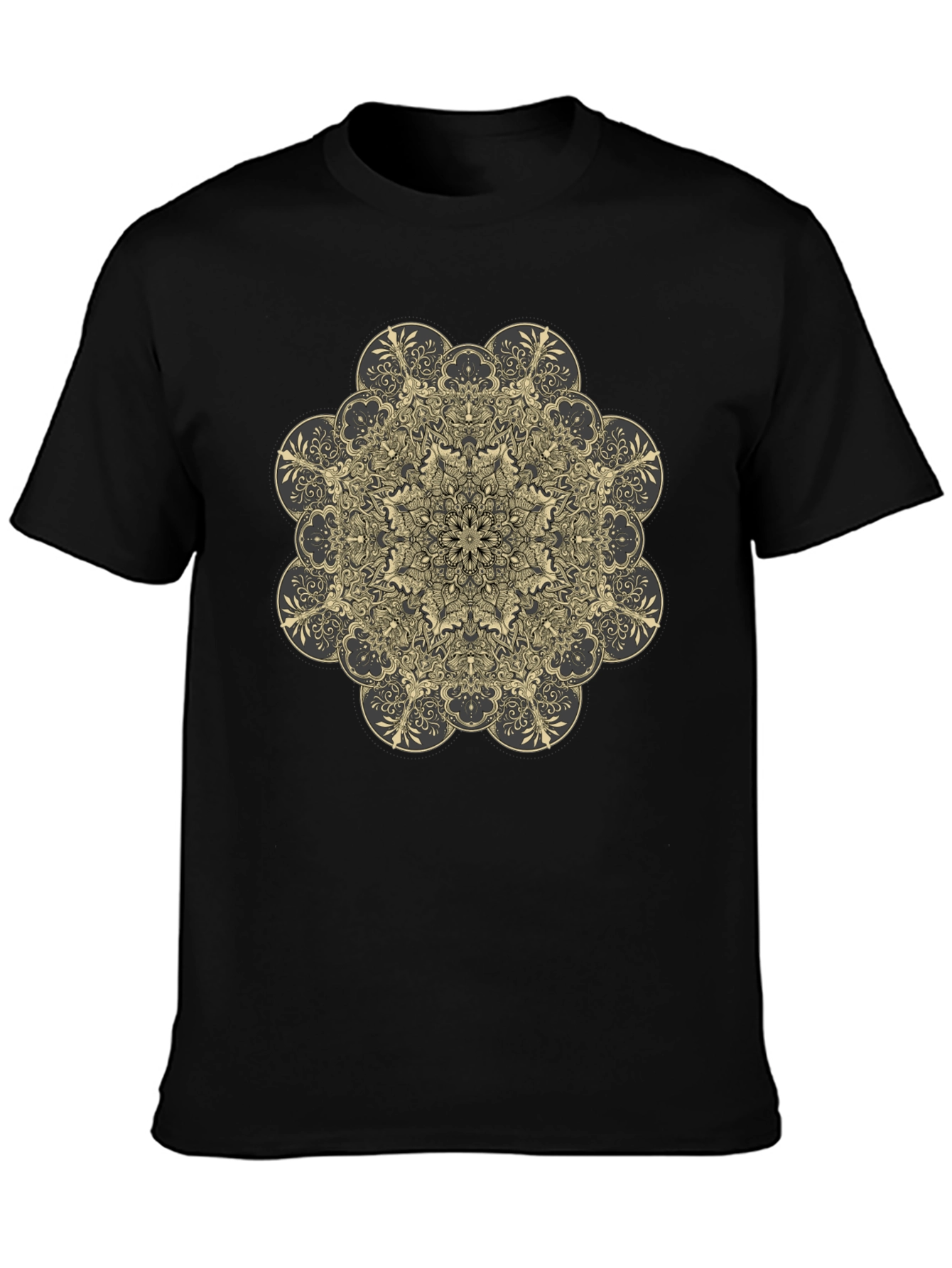 Geometric Mandala Graphic Tee - Black