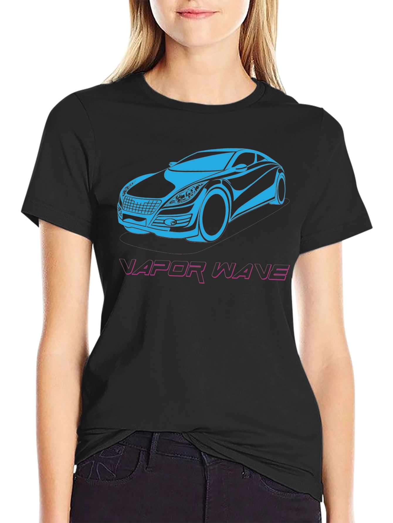 Vaporwave Car Graphic T-Shirt - Black