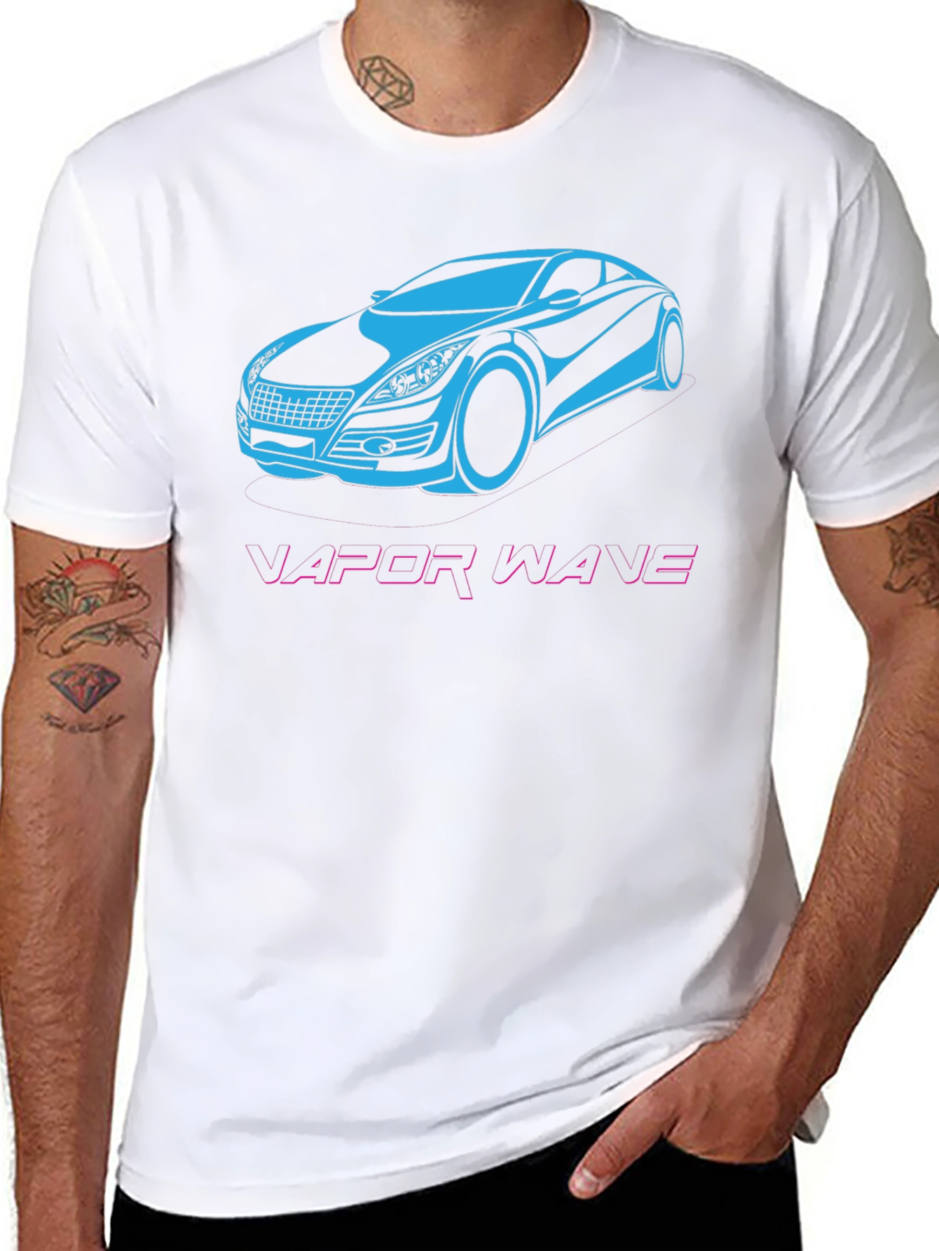 Vaporwave Car Graphic T-Shirt - Black