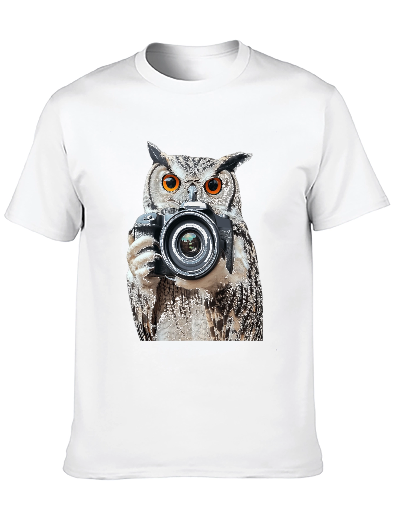 Owl Photographer Graphic T-Shirt - Unisex Black Tee