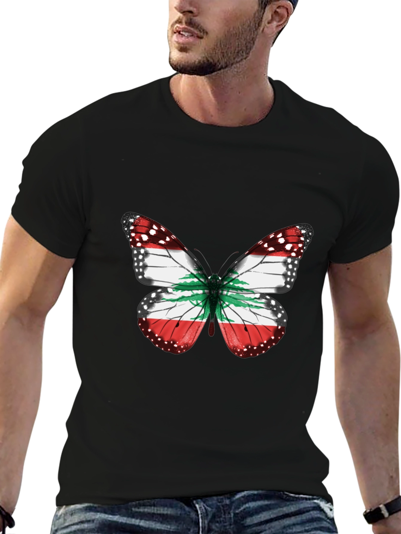 Lebanon Flag Butterfly Graphic T-Shirt