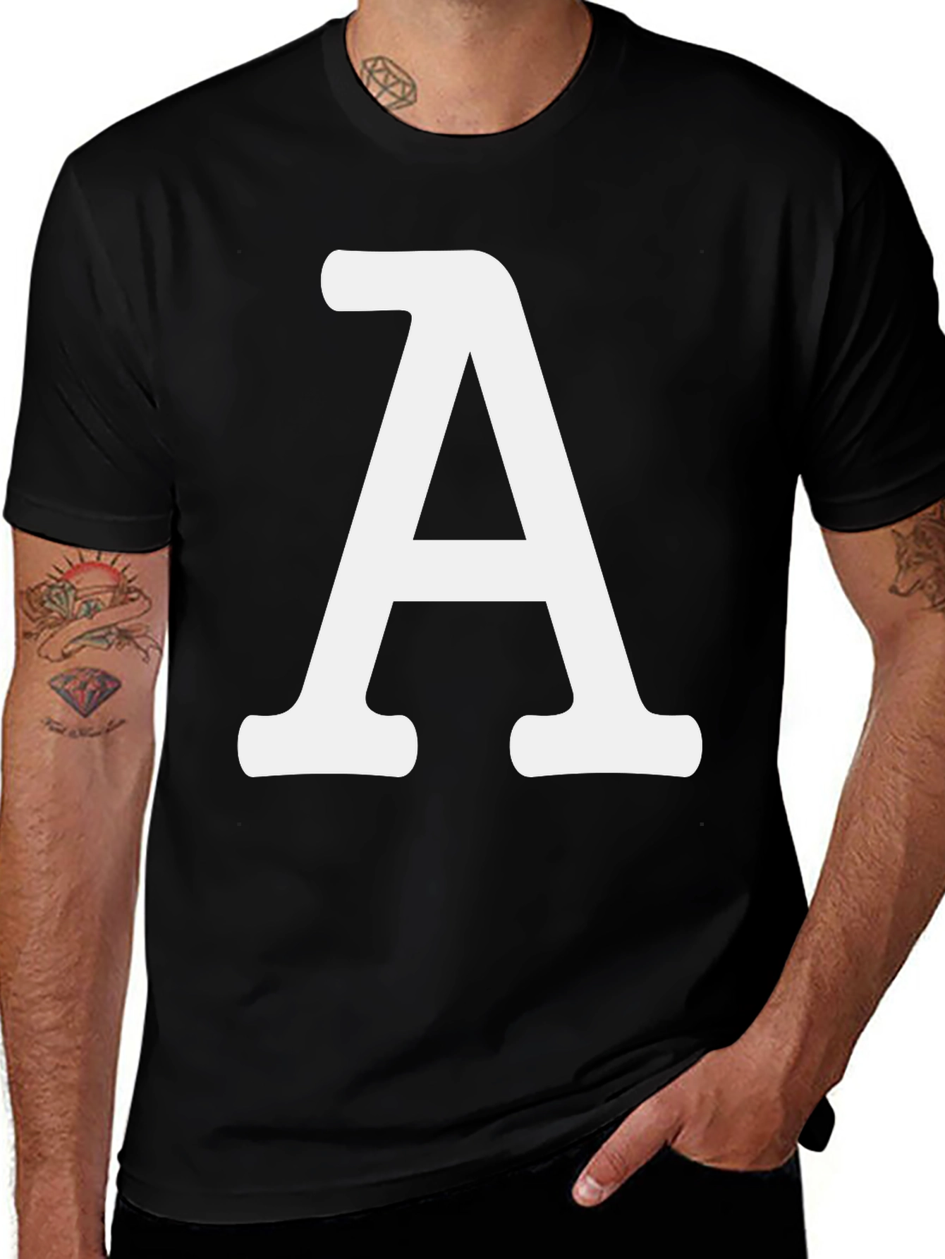 Bold Initial A Graphic Tee - Casual Cotton T-Shirt