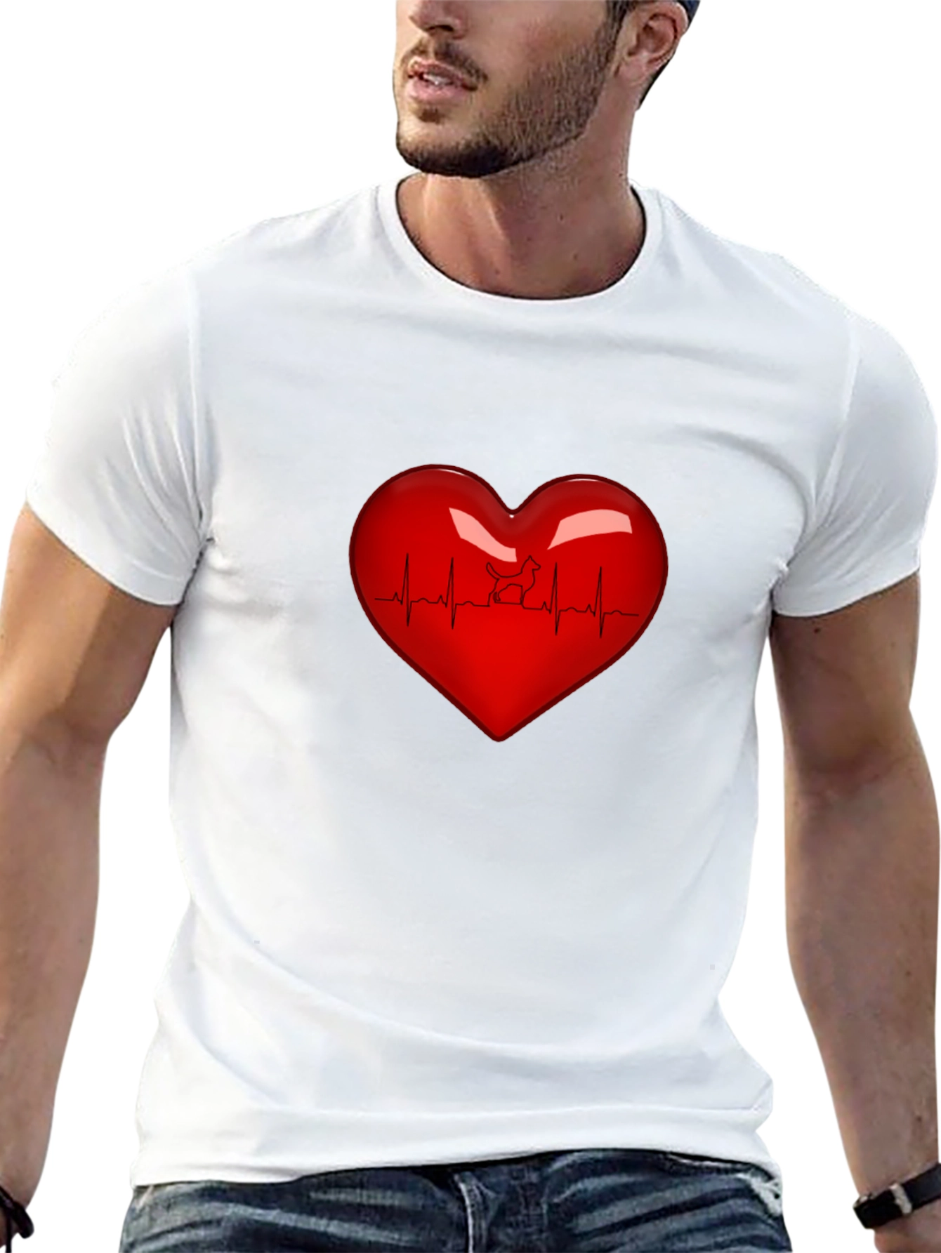 Heartbeat Dog Lover T-Shirt - Black