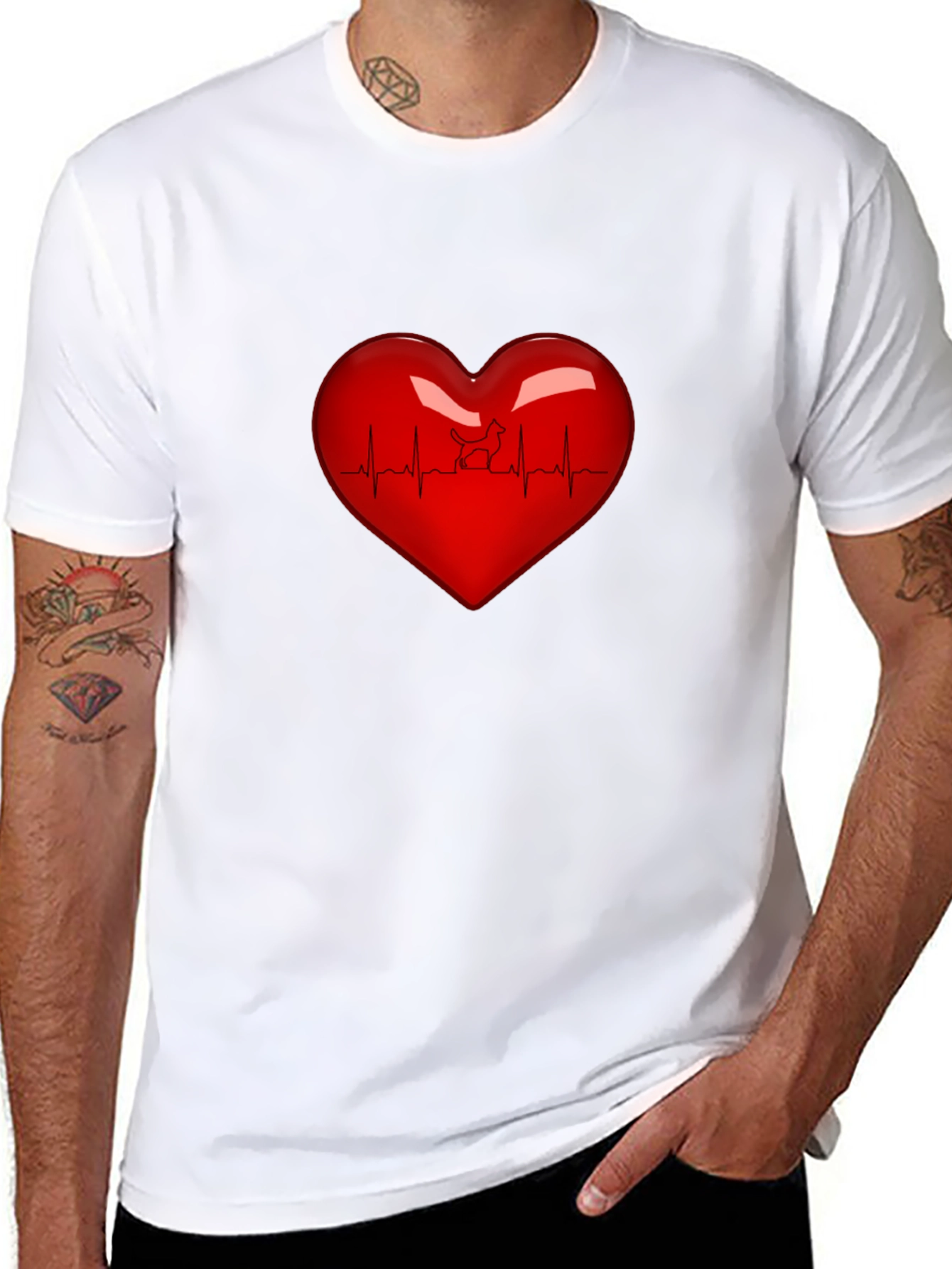 Heartbeat Dog Lover T-Shirt - Black