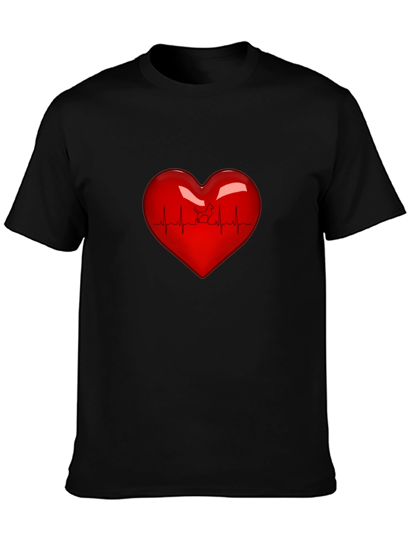 Heartbeat Dog Lover T-Shirt - Black