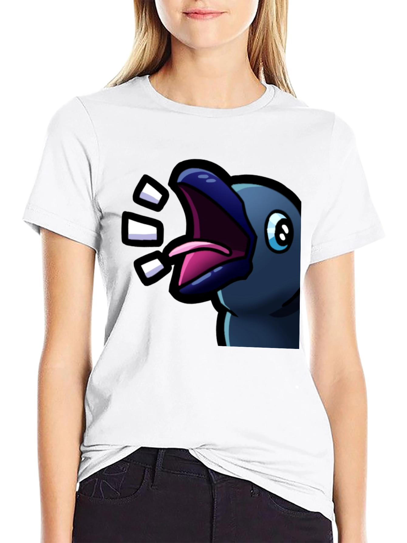 Raven T-Shirt - Expressive Cartoon Bird Design