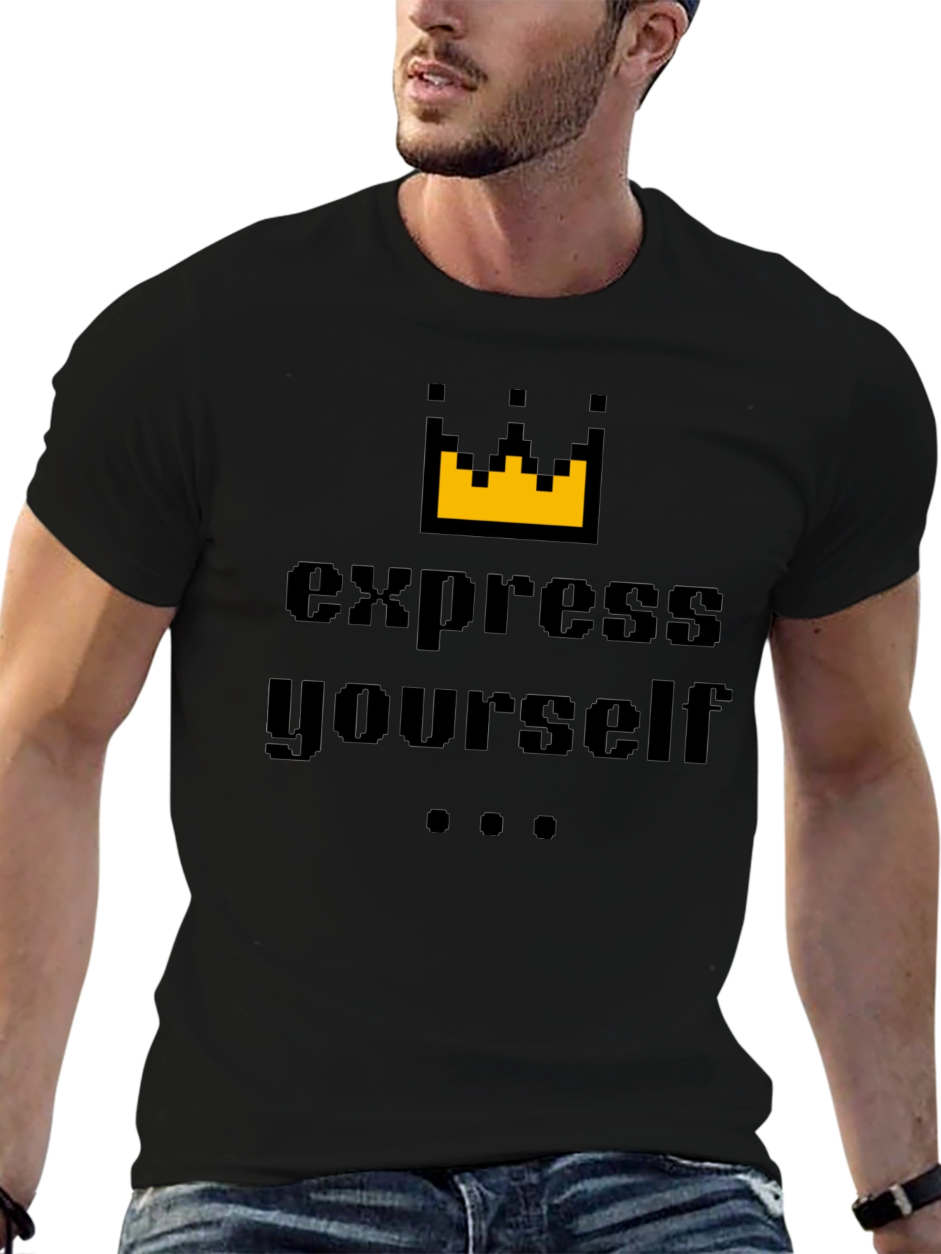 Express Yourself Graphic Tee - Black Cotton Blend Shirt