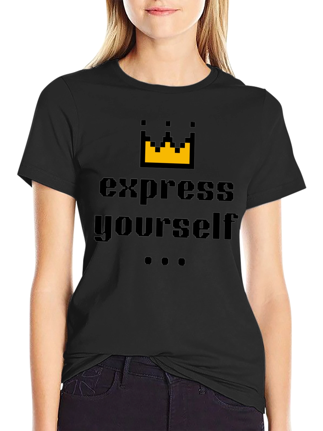 Express Yourself Graphic Tee - Black Cotton Blend Shirt