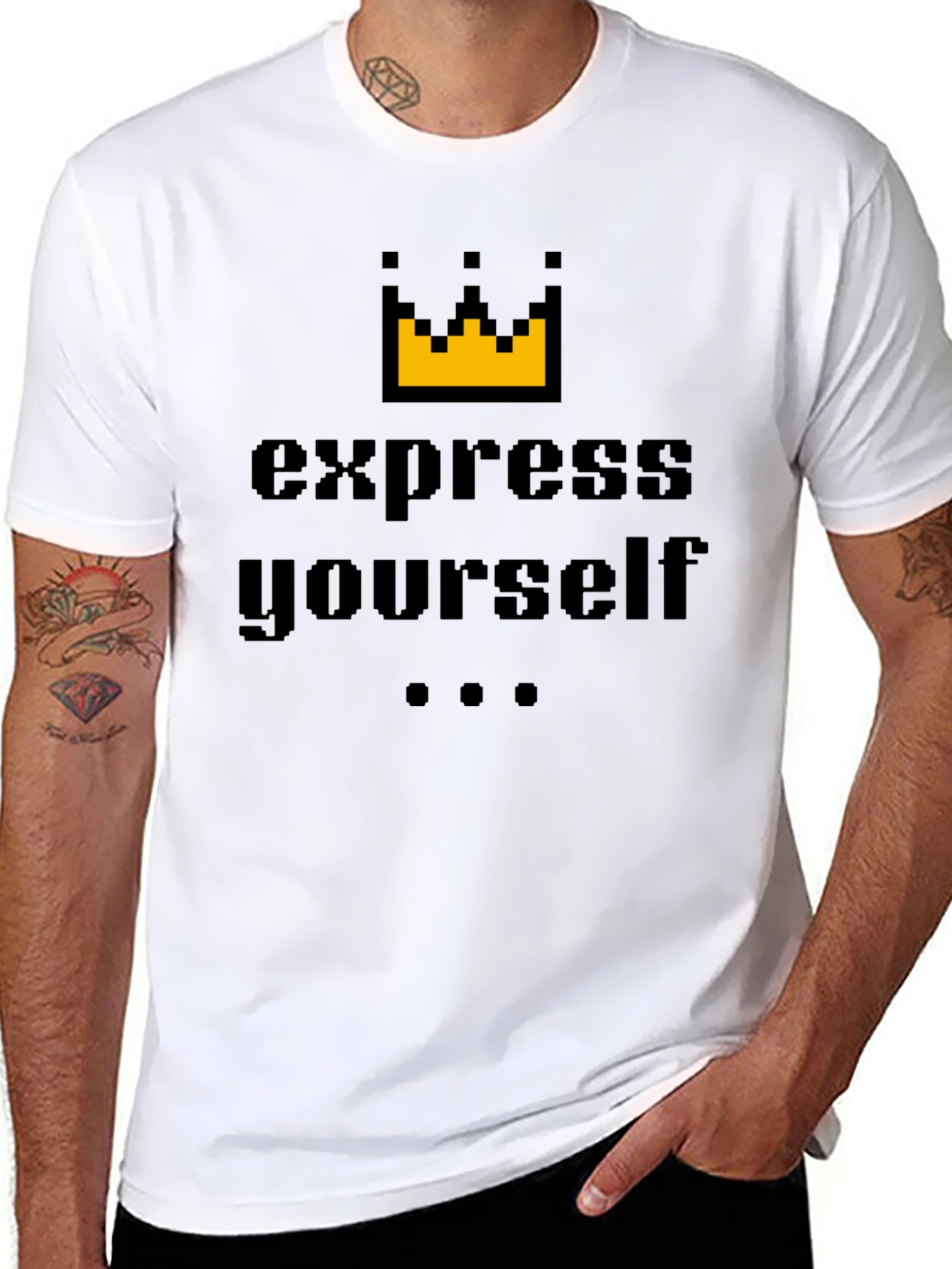 Express Yourself Graphic Tee - Black Cotton Blend Shirt