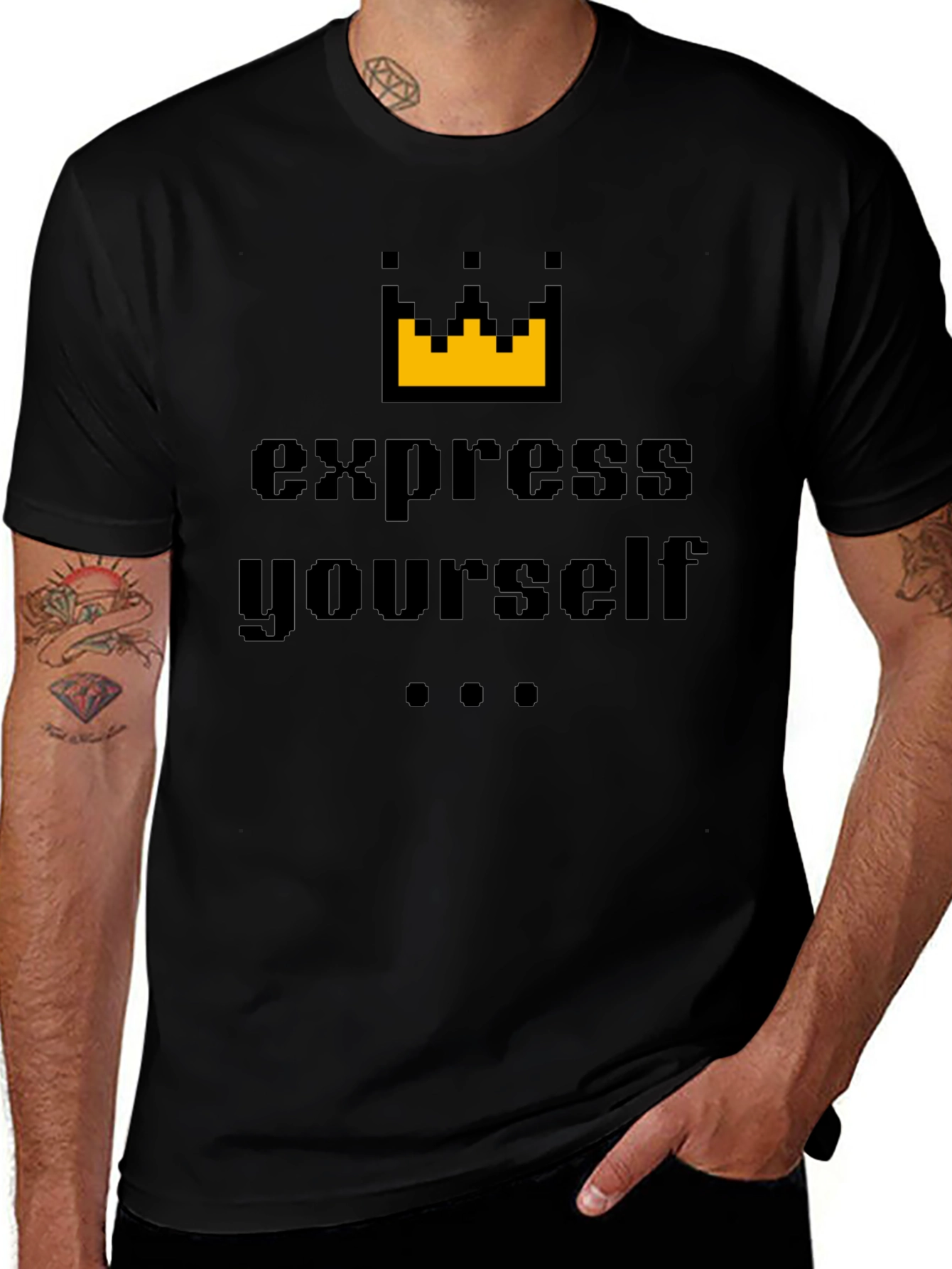 Express Yourself Graphic Tee - Black Cotton Blend Shirt