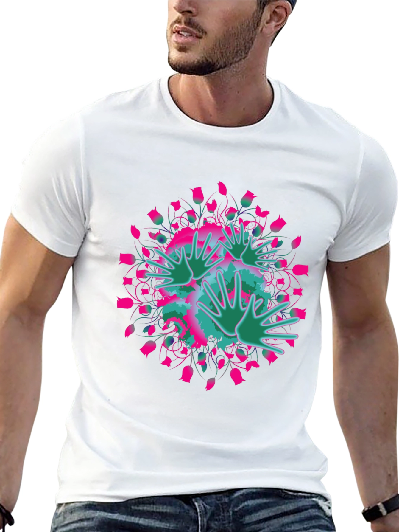 Abstract Hand Print Graphic Tee