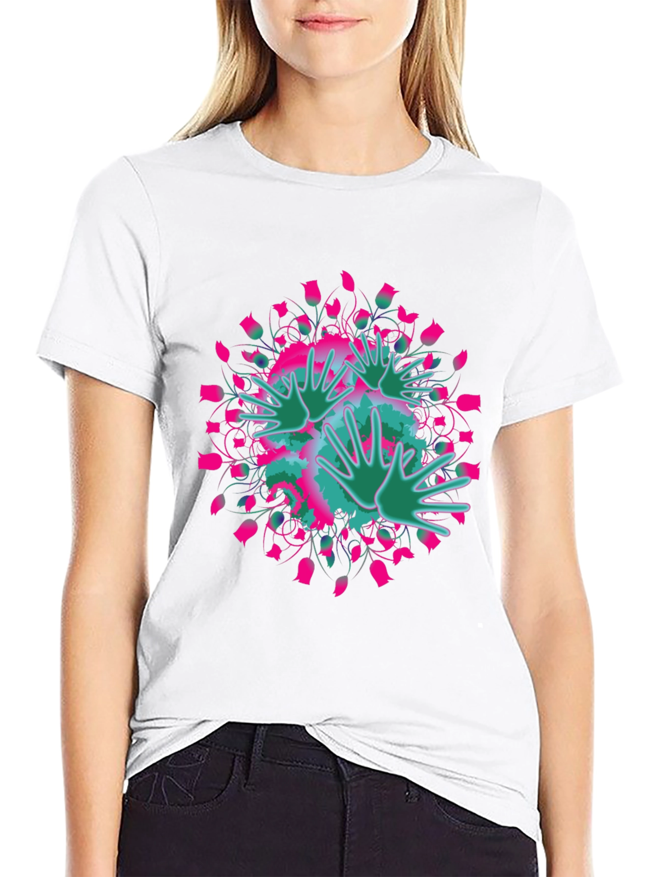 Abstract Hand Print Graphic Tee
