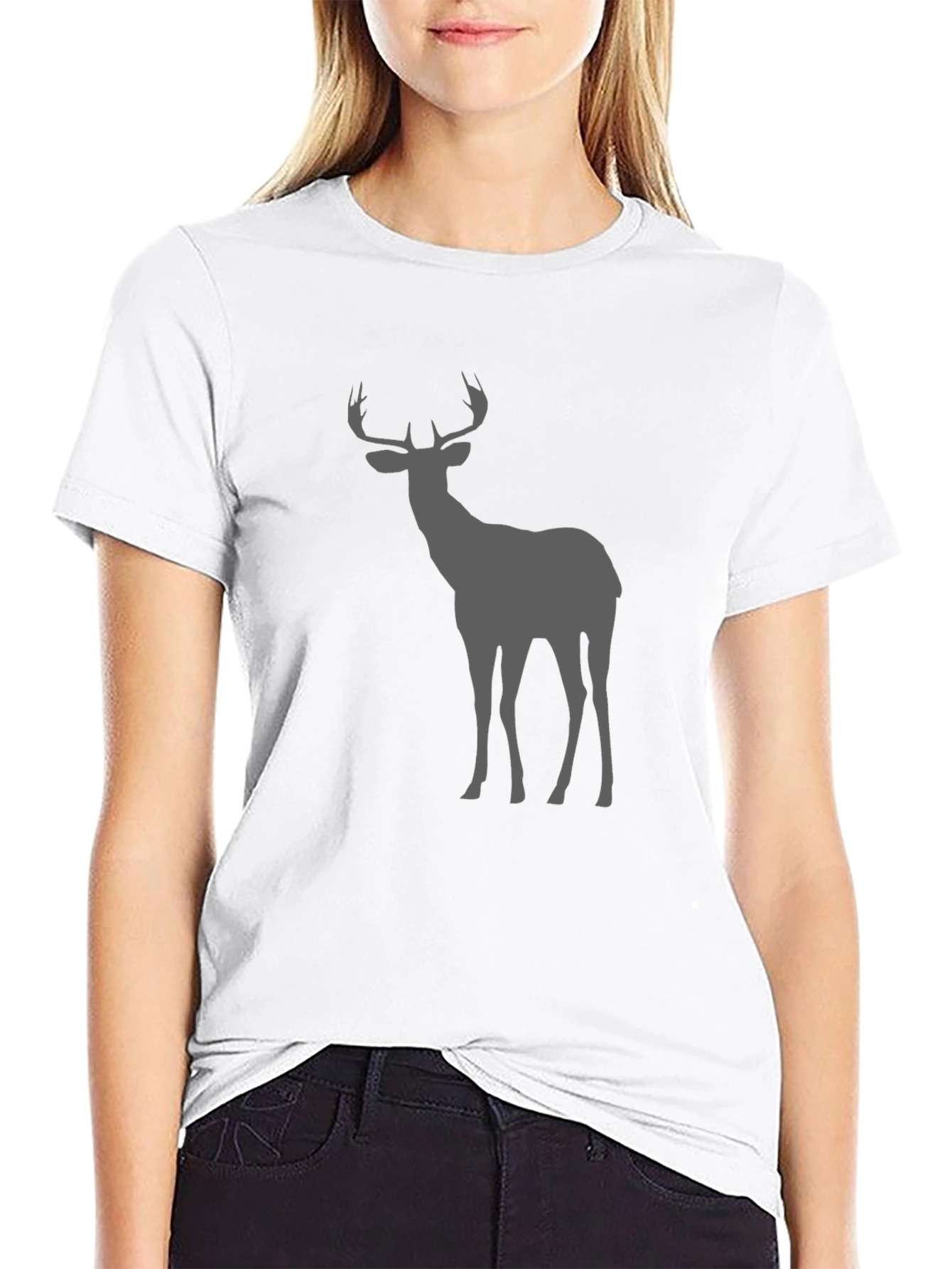 Mens Black Deer Graphic Tee - Nature Inspired Style