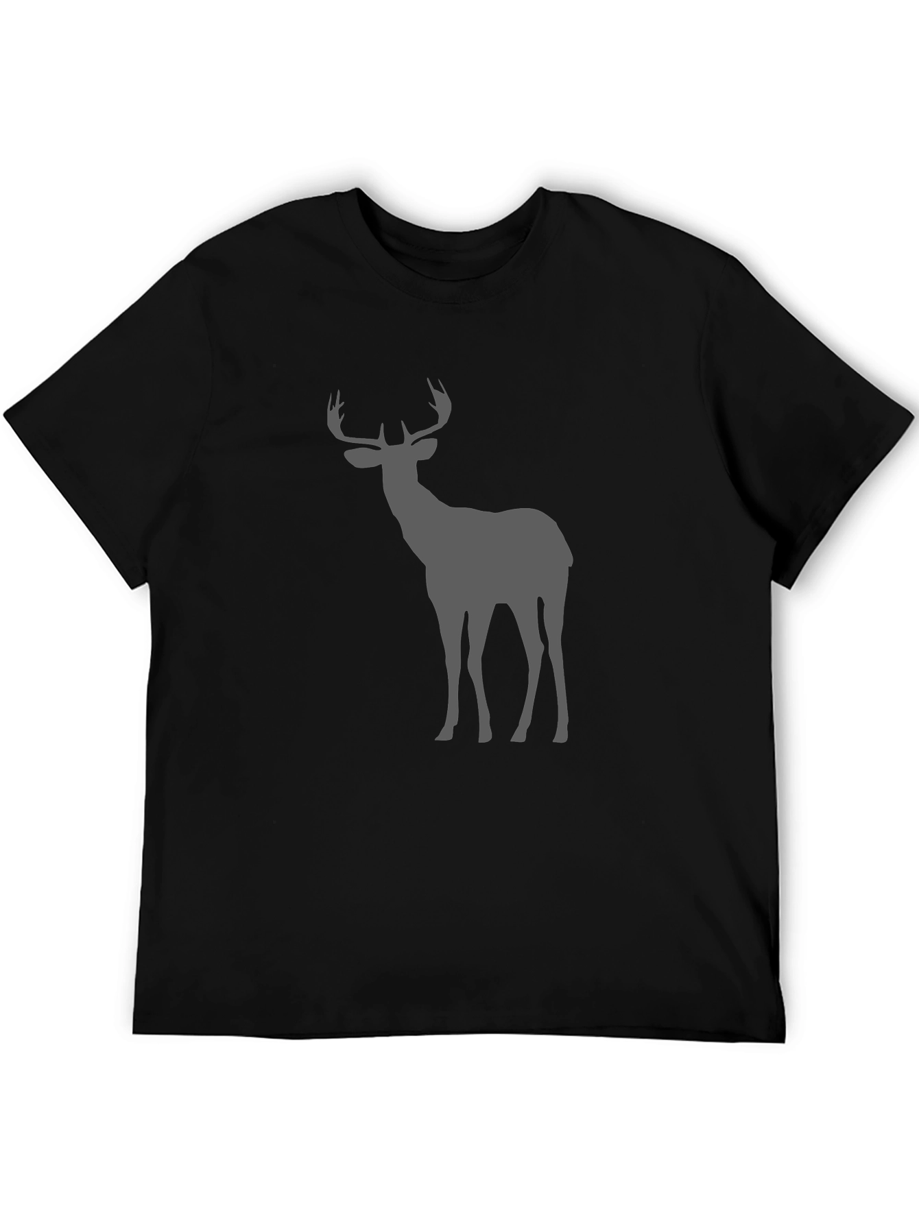 Mens Black Deer Graphic Tee - Nature Inspired Style