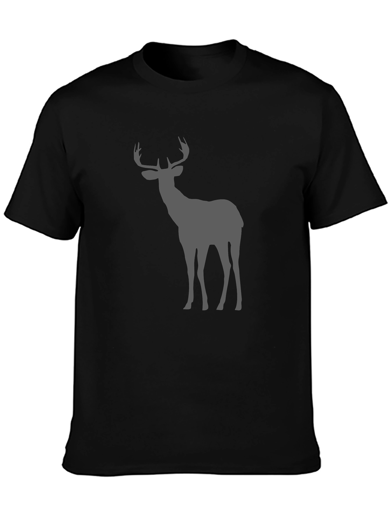 Mens Black Deer Graphic Tee - Nature Inspired Style