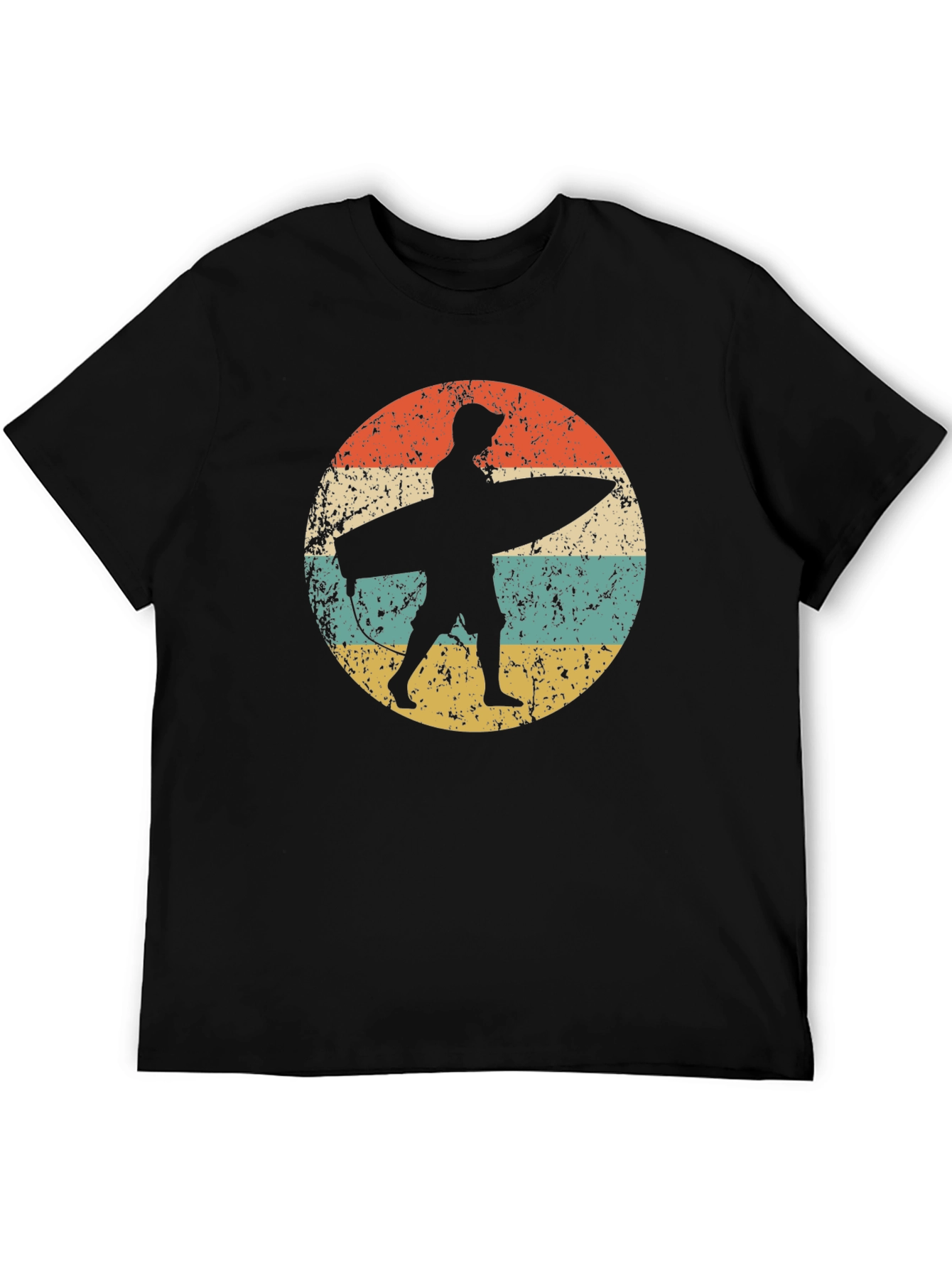 Retro Surfer Graphic Tee - Black Cotton Comfort