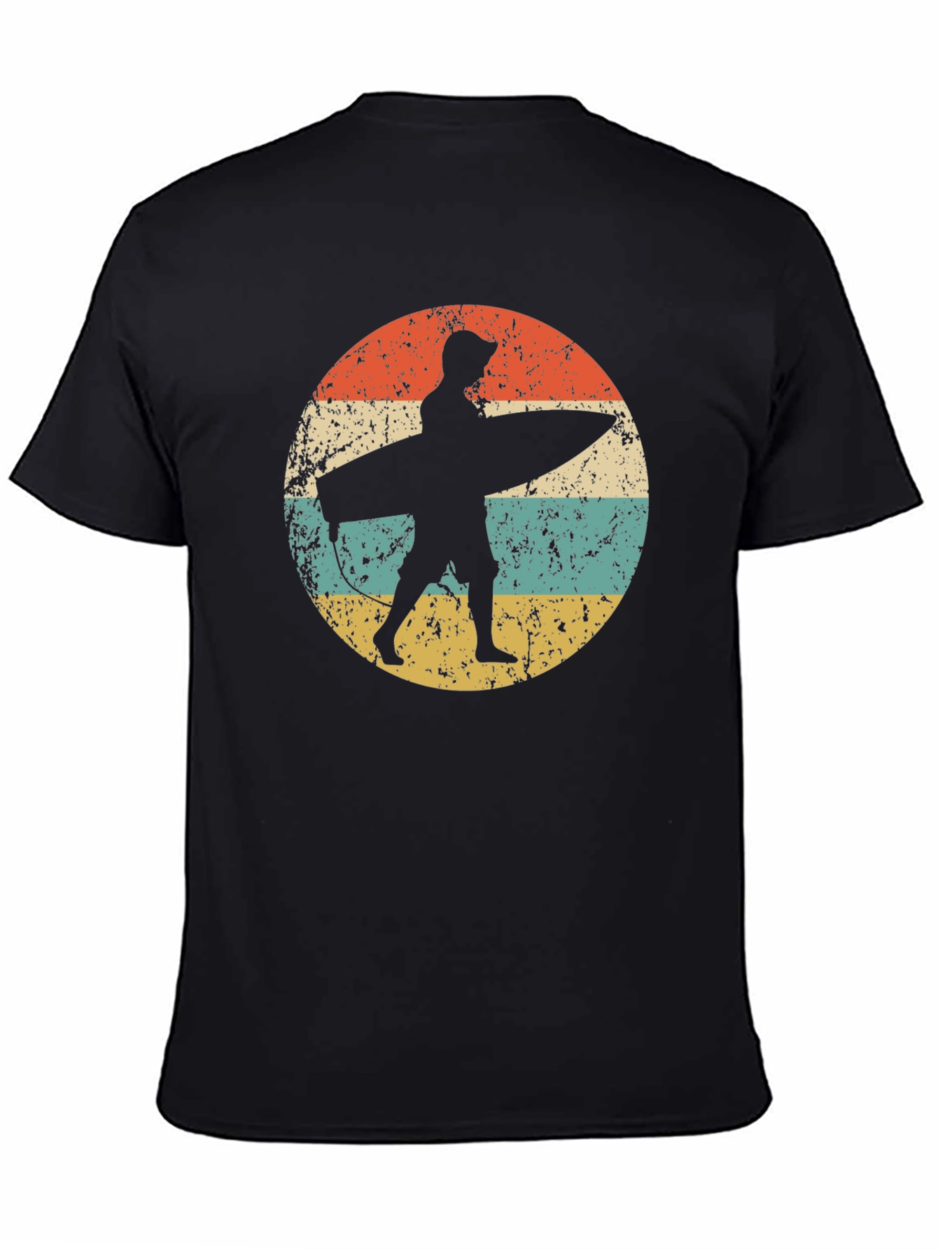 Retro Surfer Graphic Tee - Black Cotton Comfort