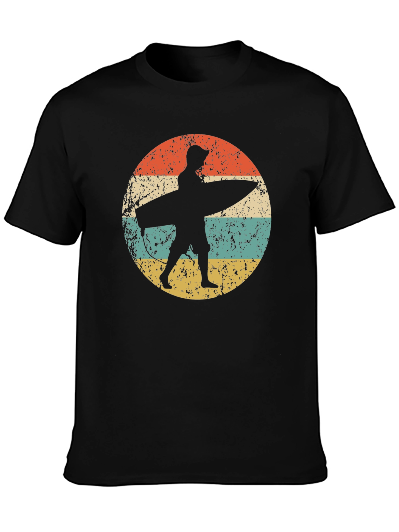 Retro Surfer Graphic Tee - Black Cotton Comfort