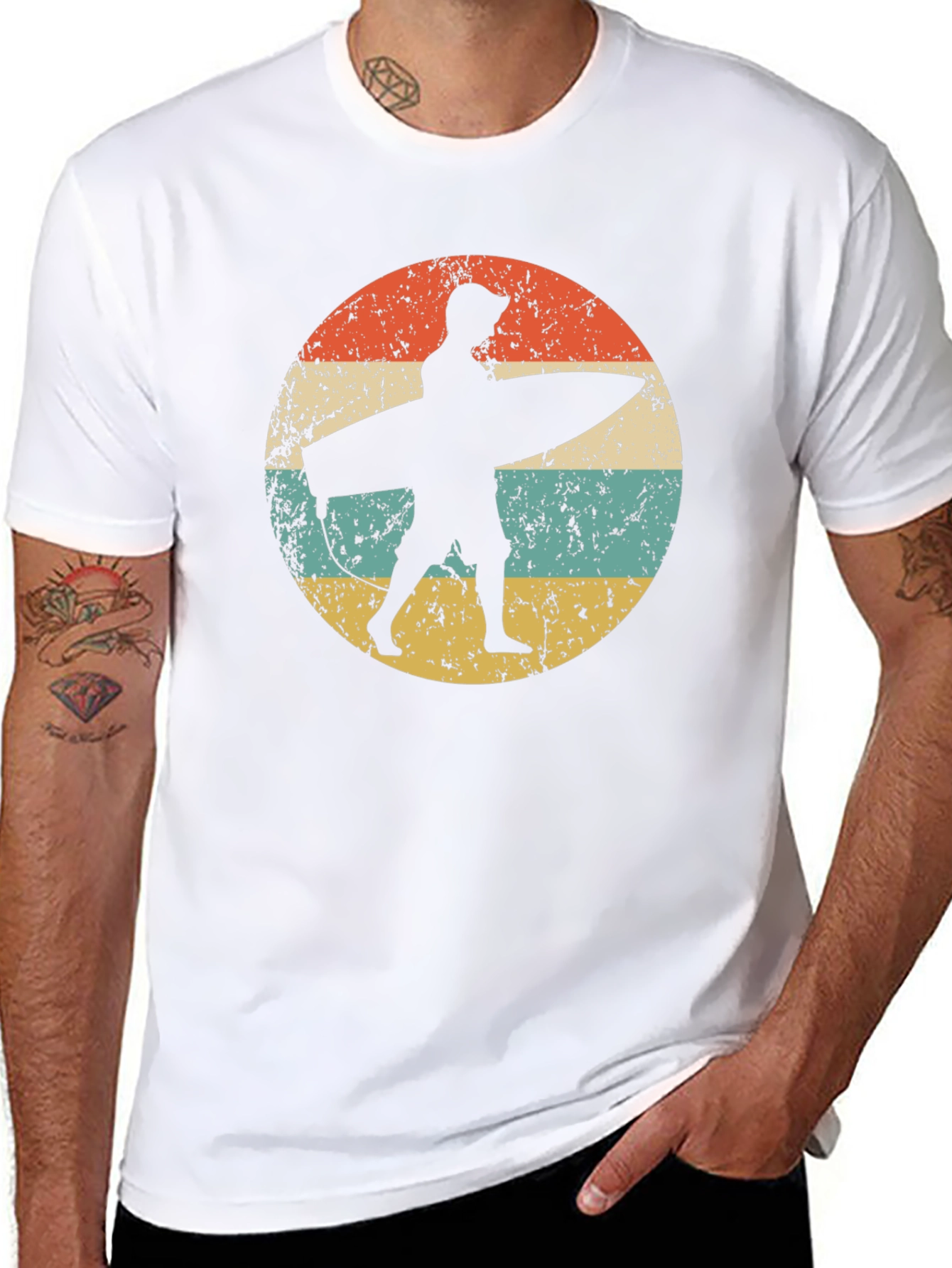Retro Surfer Graphic Tee - Black Cotton Comfort