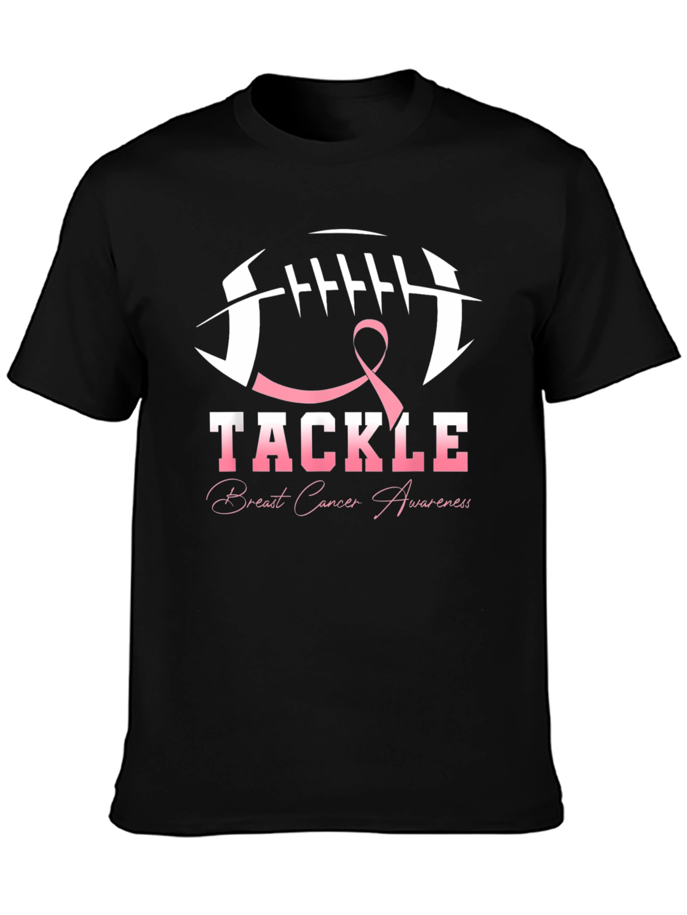 Tackle Breast Cancer Awareness Black T-Shirt