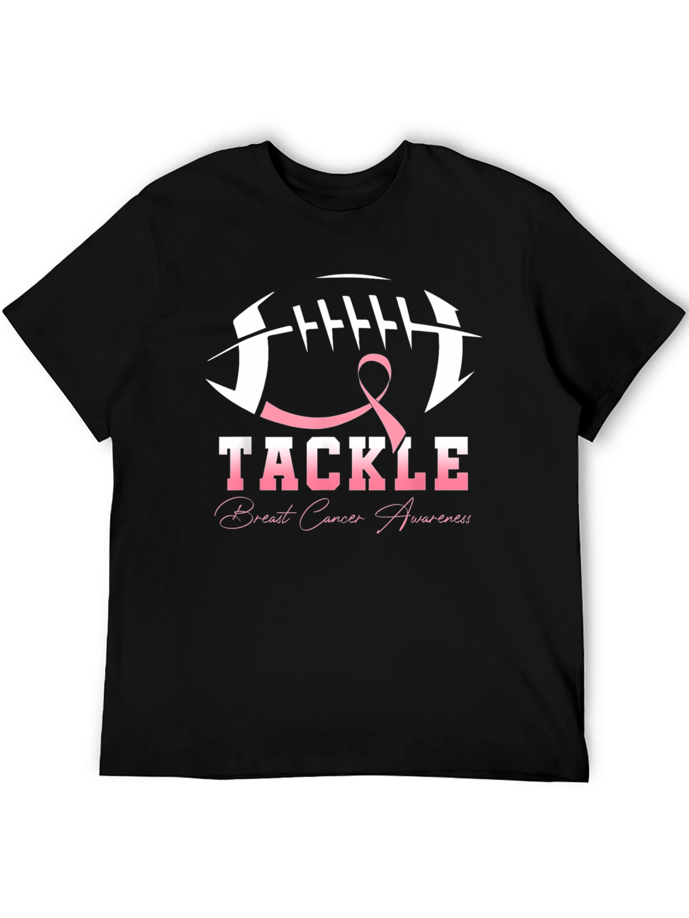 Tackle Breast Cancer Awareness Black T-Shirt