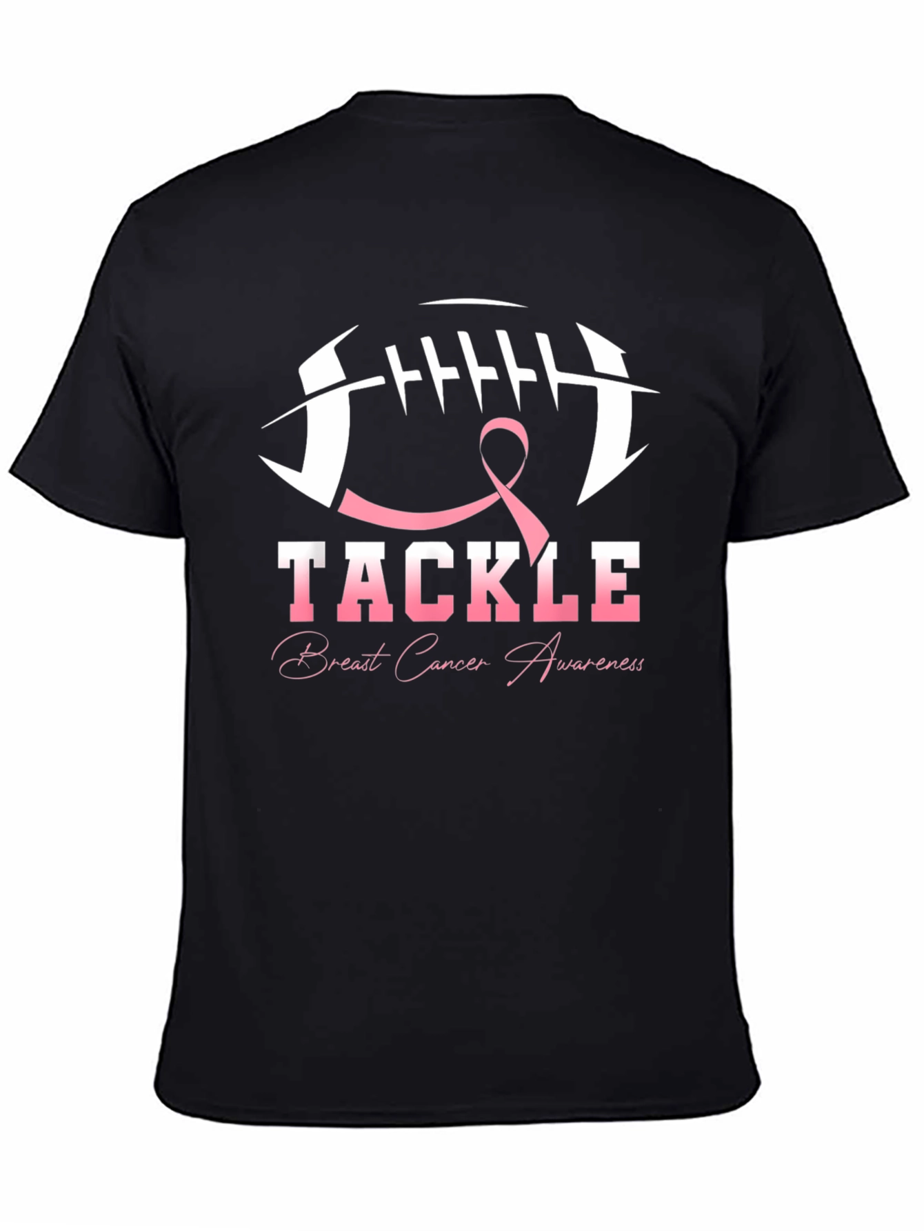 Tackle Breast Cancer Awareness Black T-Shirt
