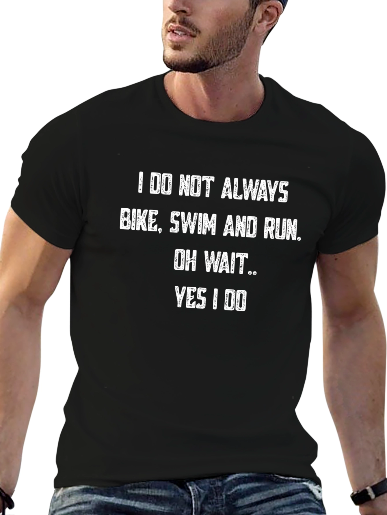 Triathlete Black T-Shirt: Bike Swim Run