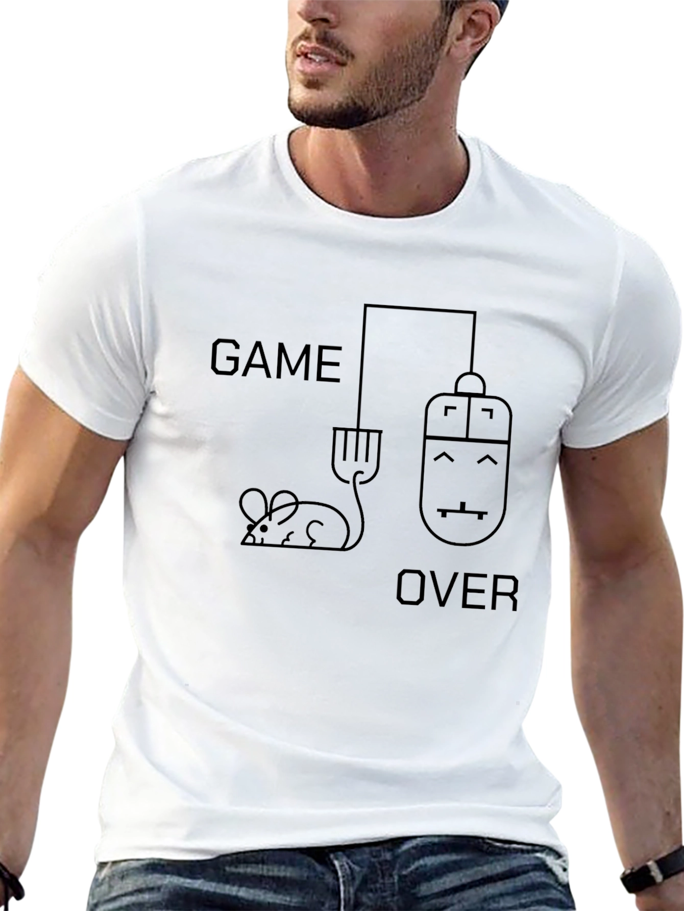 Game Over Mouse Graphic Tee - Black Cotton