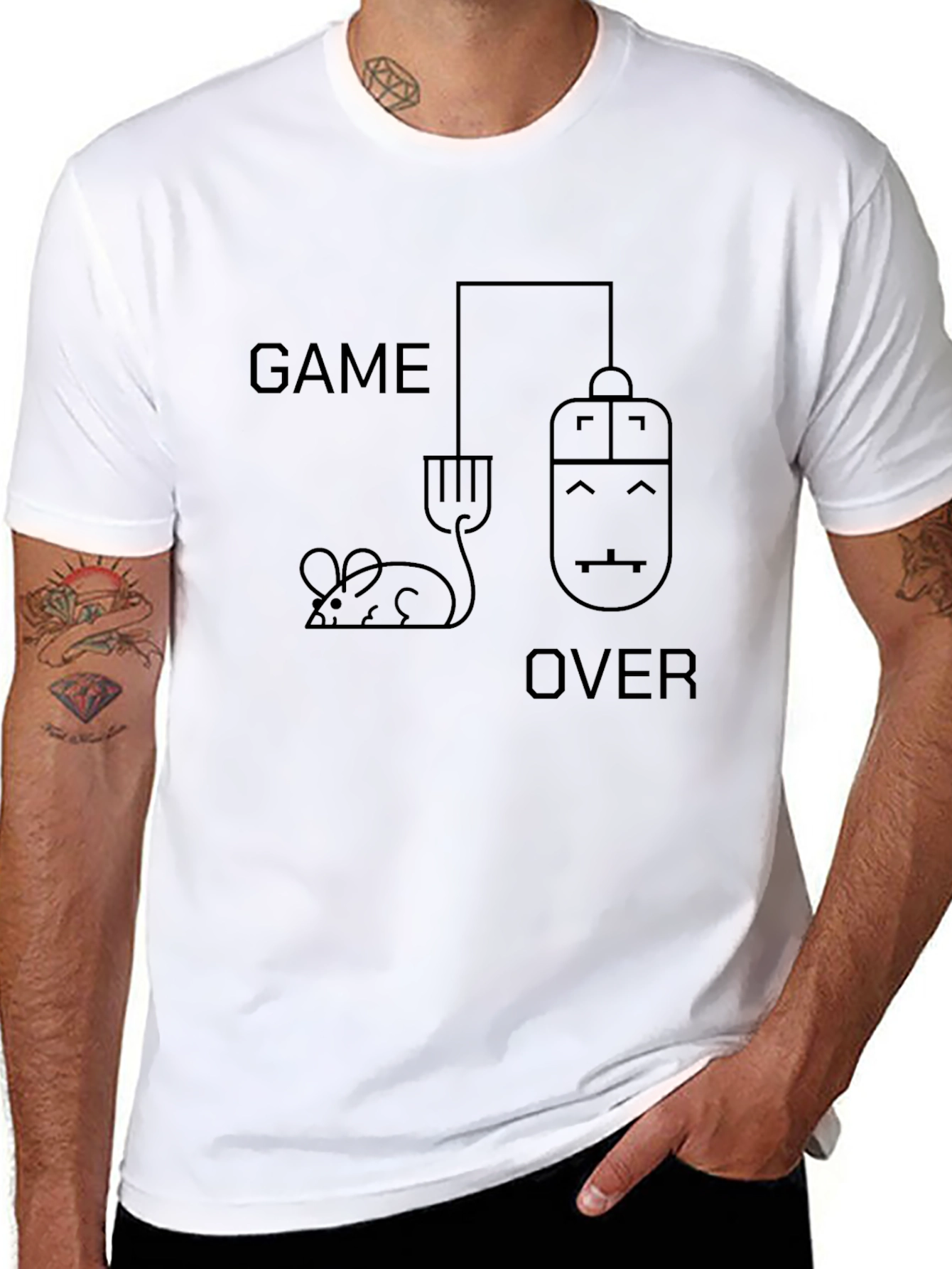 Game Over Mouse Graphic Tee - Black Cotton