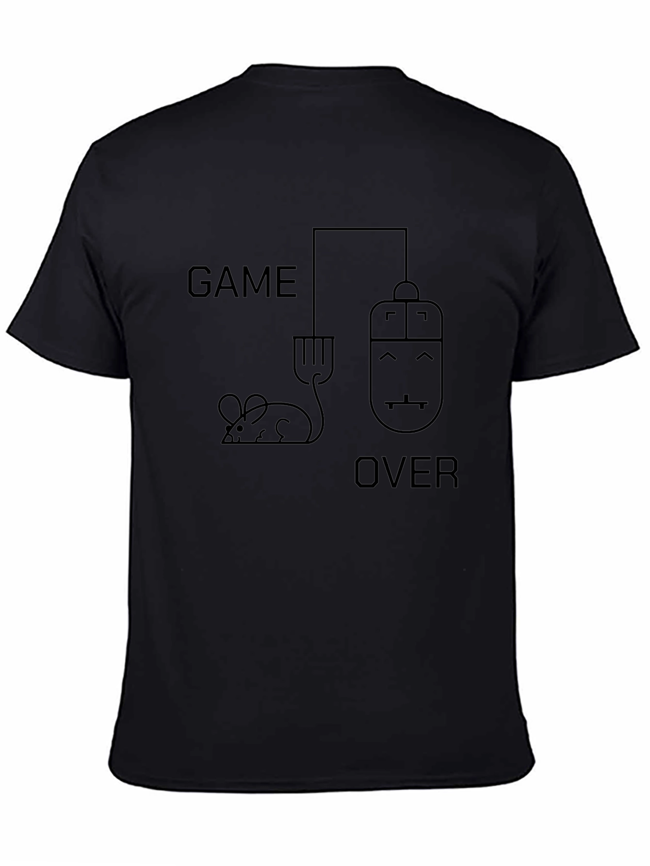 Game Over Mouse Graphic Tee - Black Cotton