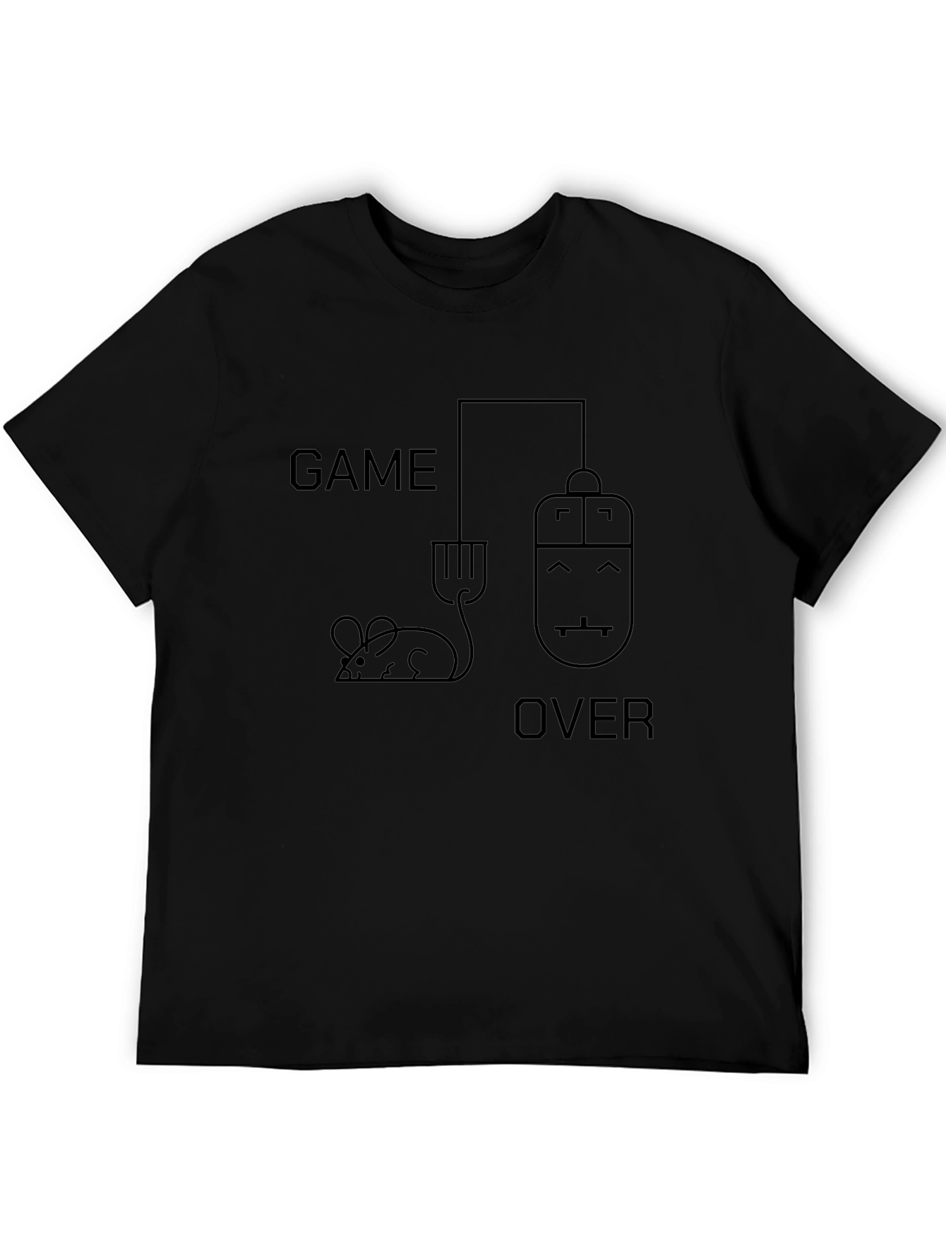 Game Over Mouse Graphic Tee - Black Cotton