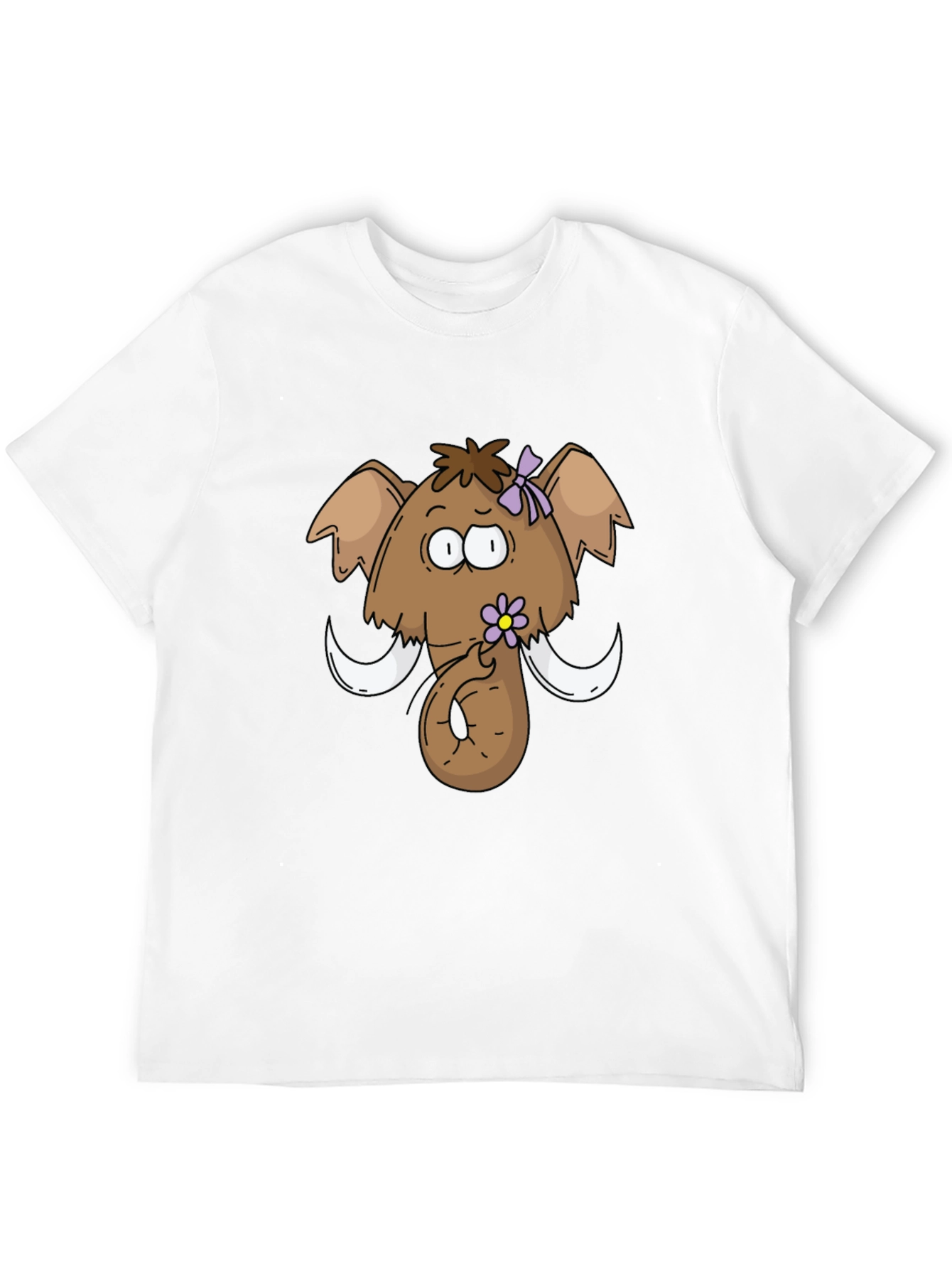 Funny Cartoon Mammoth Black T-Shirt