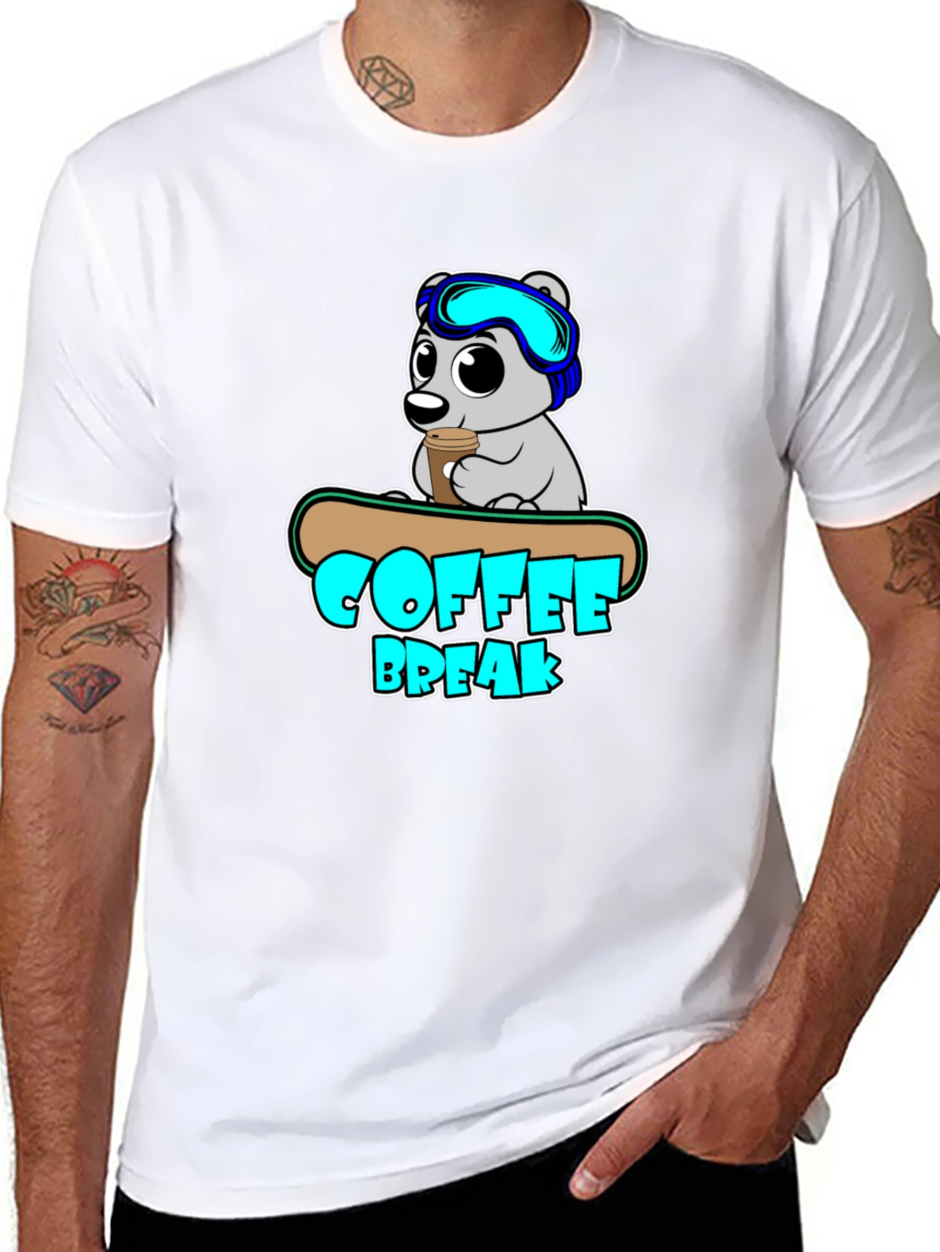 Coffee Break Bear T-Shirt - Relaxed Style