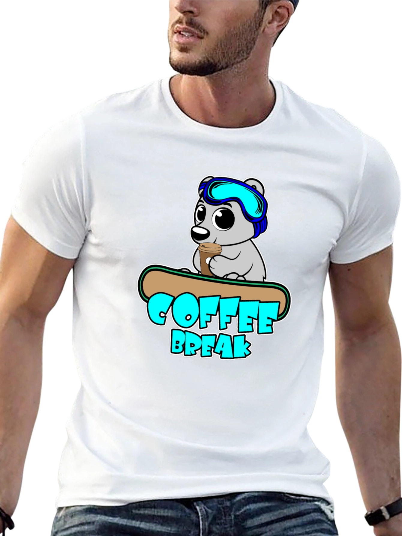 Coffee Break Bear T-Shirt - Relaxed Style