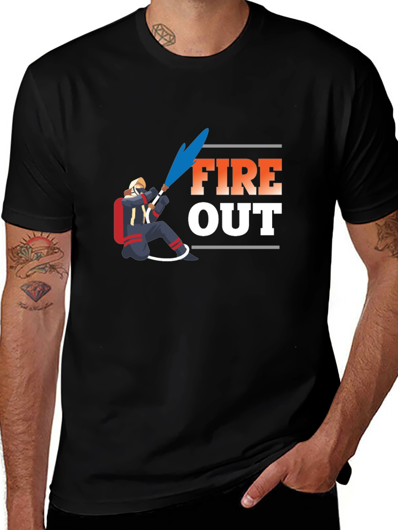 Fire Out Graphic T-Shirt - Black Cotton Tee