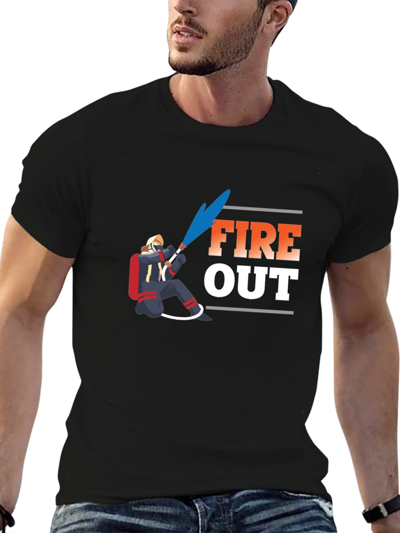 Fire Out Graphic T-Shirt - Black Cotton Tee